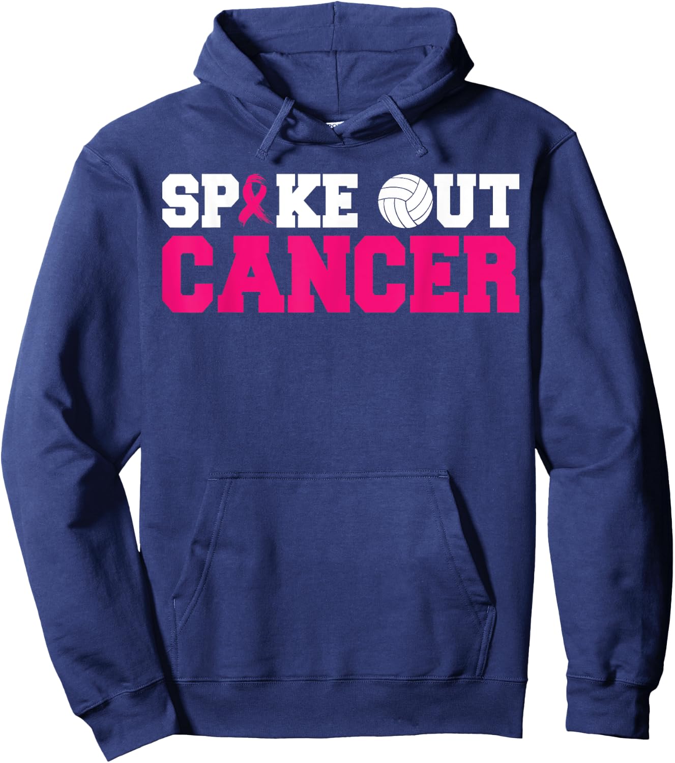 Spike Out Cancer Pink Ribbon Volleyball Breast Cancer Hoodie - Hoodie | Navy