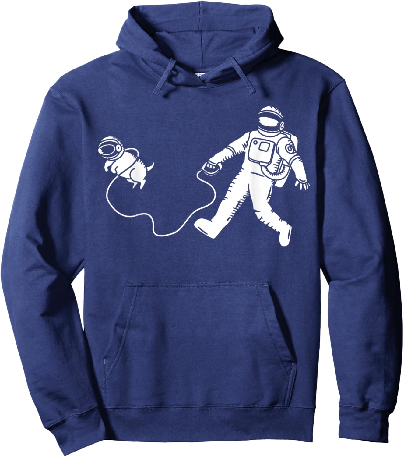 Funny Astronaut Walking Space Dog Science Outer Space Hoodie - Hoodie | Navy