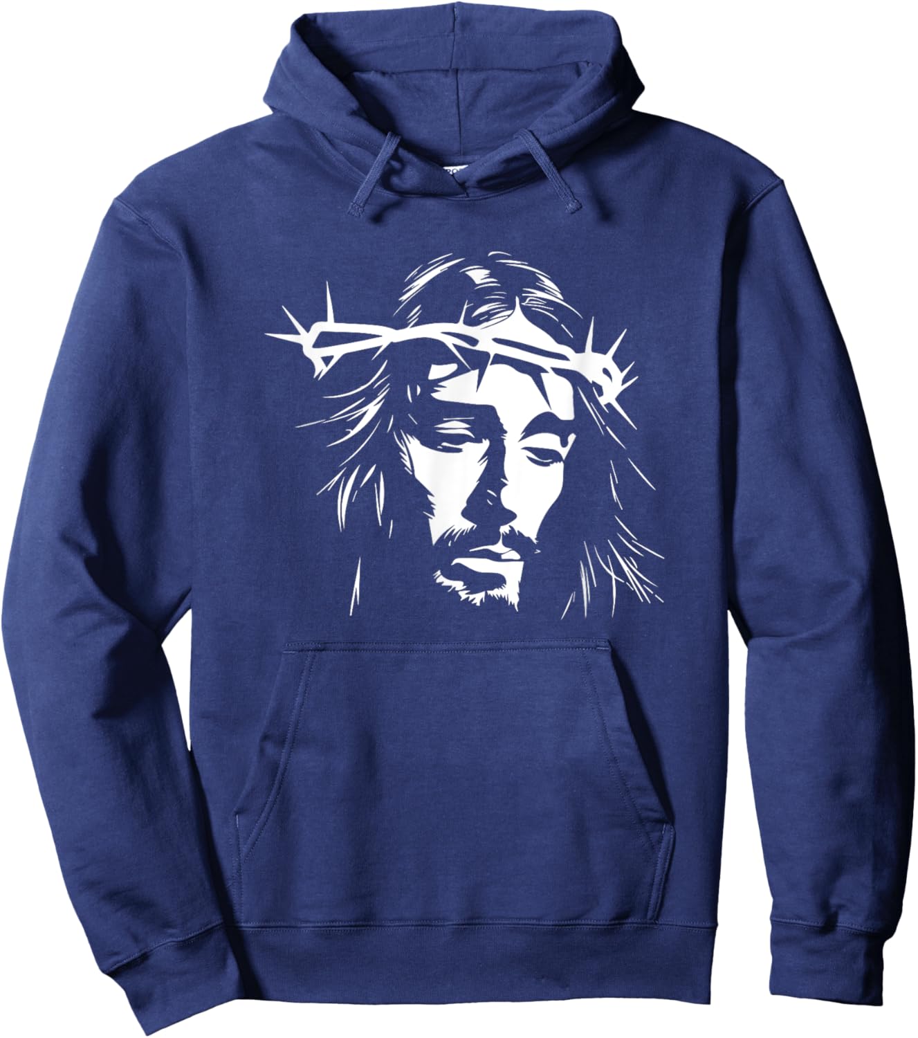 Jesus Christ Design -Adult , Black, Small, Short Sleeve, Modern, Classic, Casual, Vacation, Cotton 65% Polyester 35% Hoodie - Hoodie | Navy