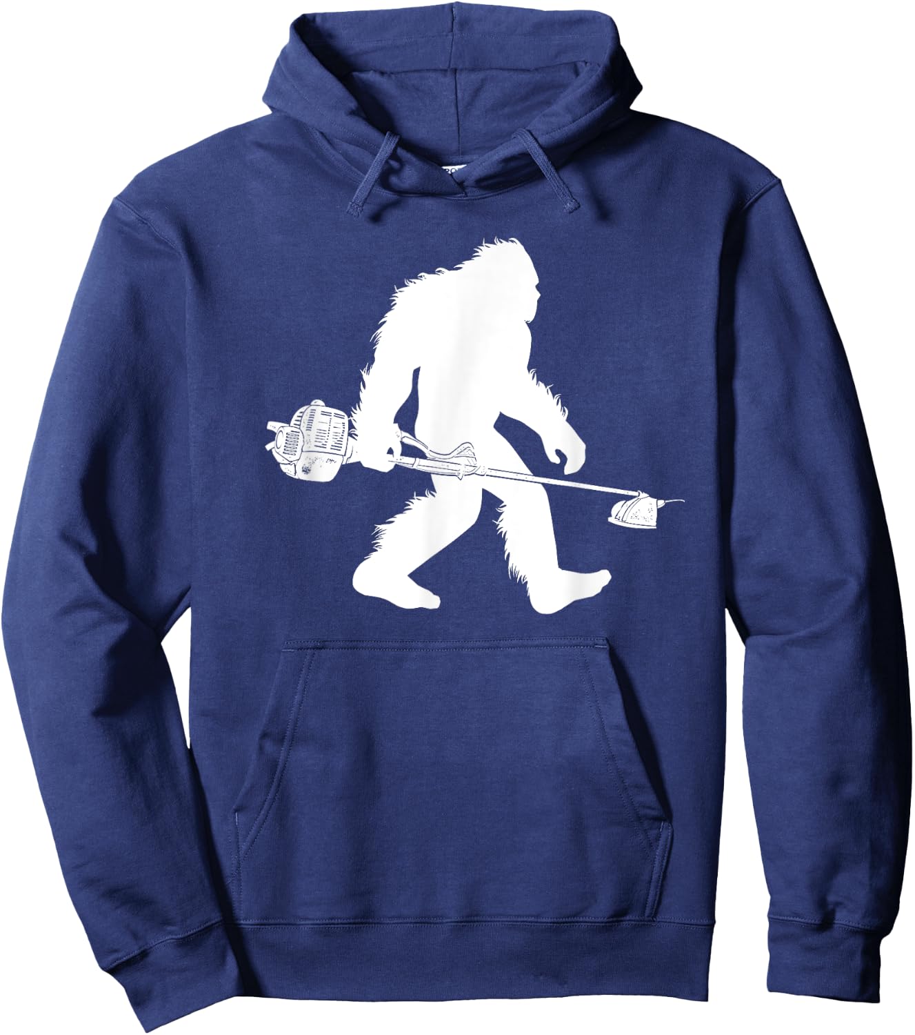 Bigfoot With Lawn Trimmer Sasquatch Grass Landscaper Hoodie - Hoodie | Navy