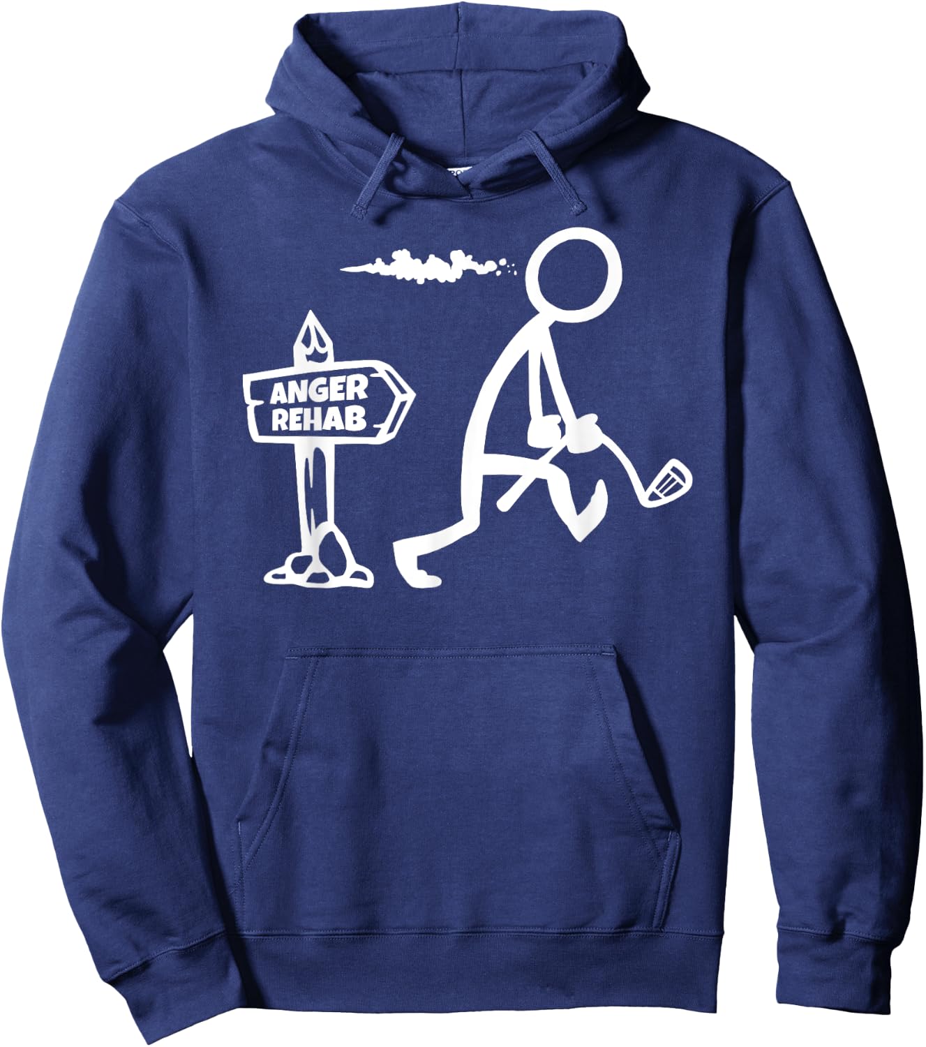 Funny Golf Apparel, Angry Golfer Walks By Anger Rehab Sign Hoodie - Hoodie | Navy