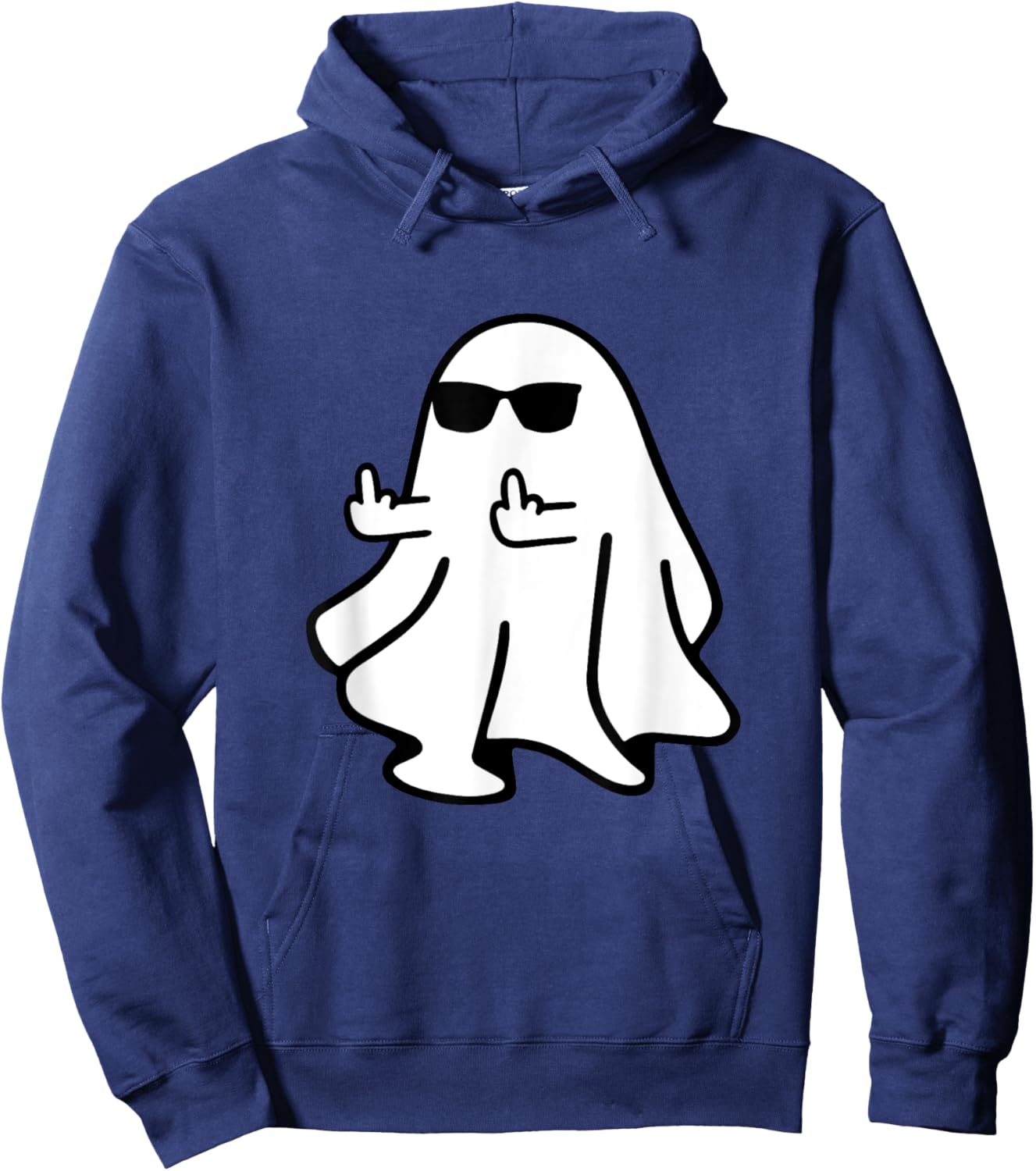 Cute Ghost Middle Finger Halloween Shirt Costume Funny Hoodie - Hoodie | Navy