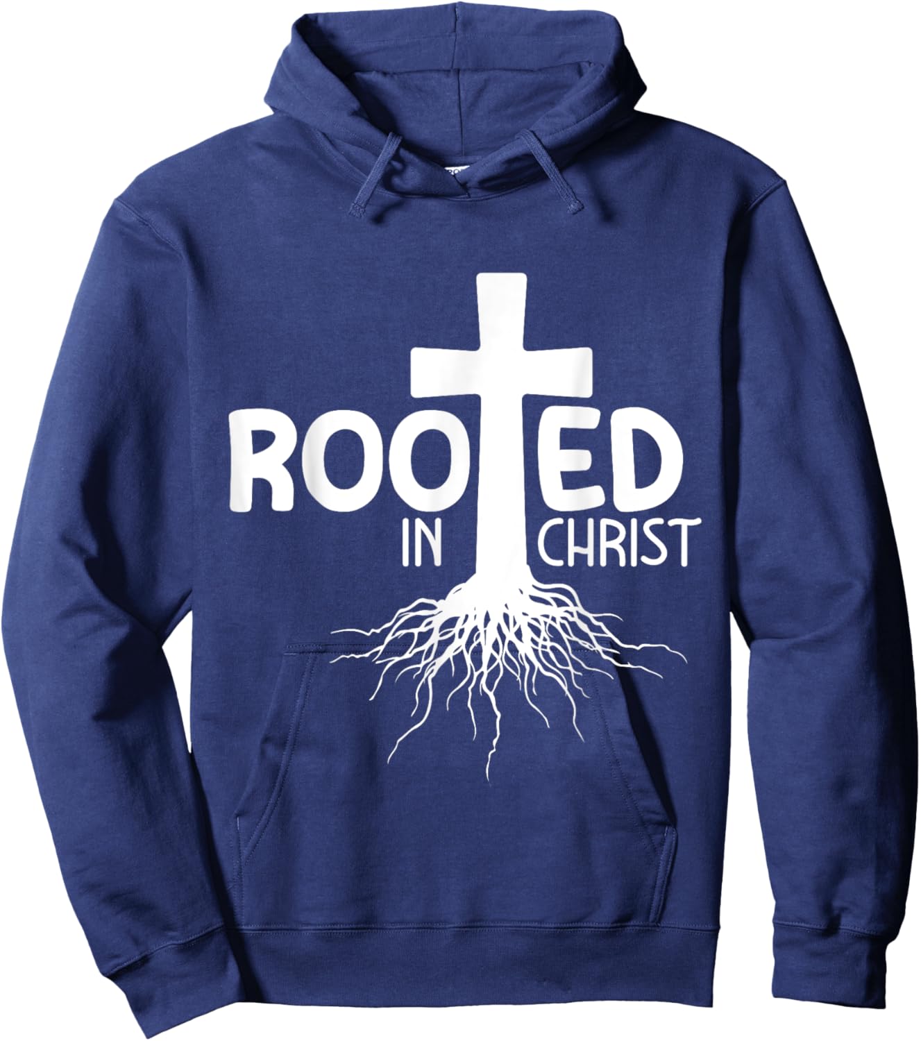 Crucifix Jesus Rooted In Christ Hoodie - Hoodie | Navy