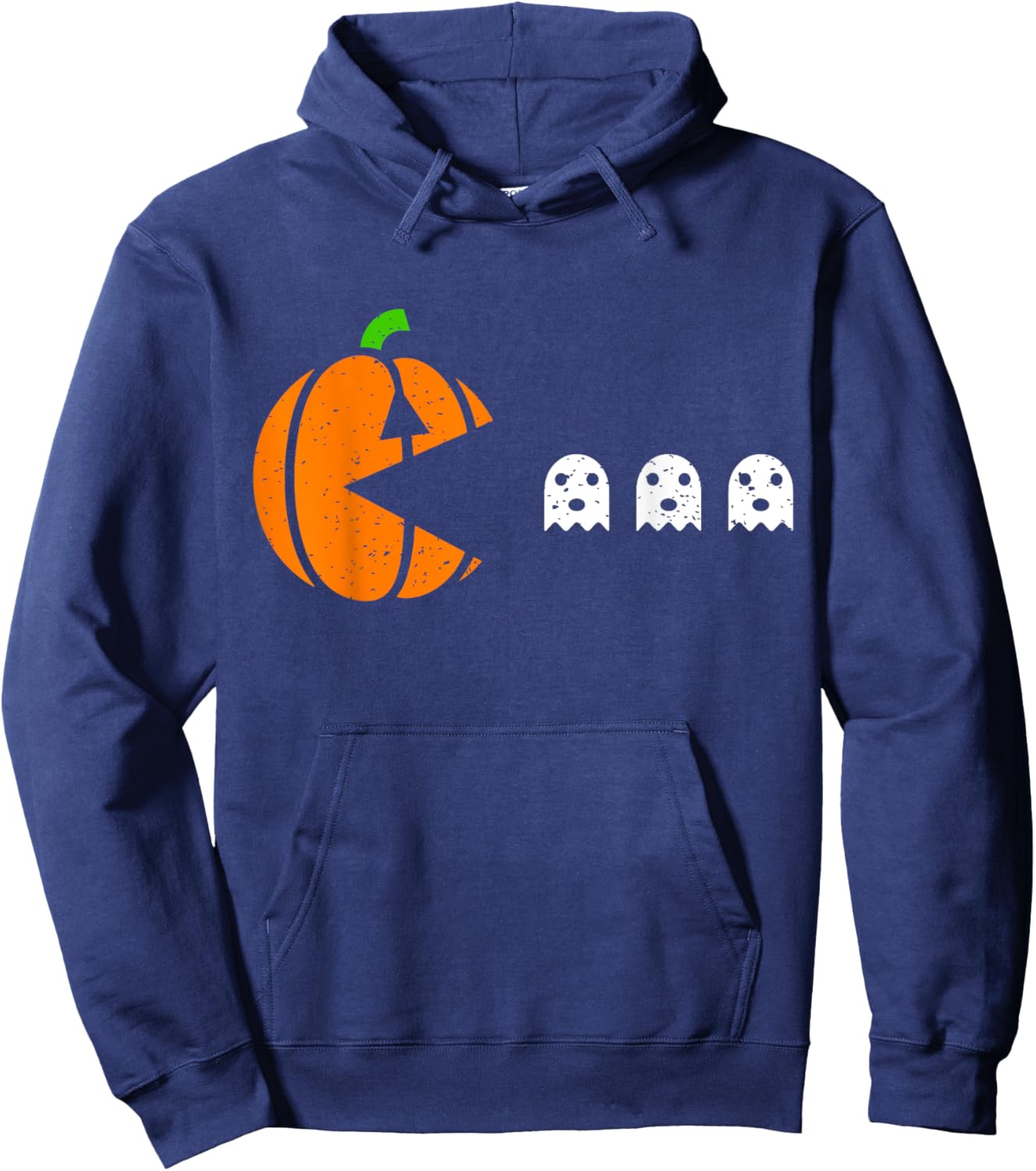 Halloween Gamer Pumpkin Eating Ghost Costume Men Boys Kids Hoodie - Hoodie | Navy