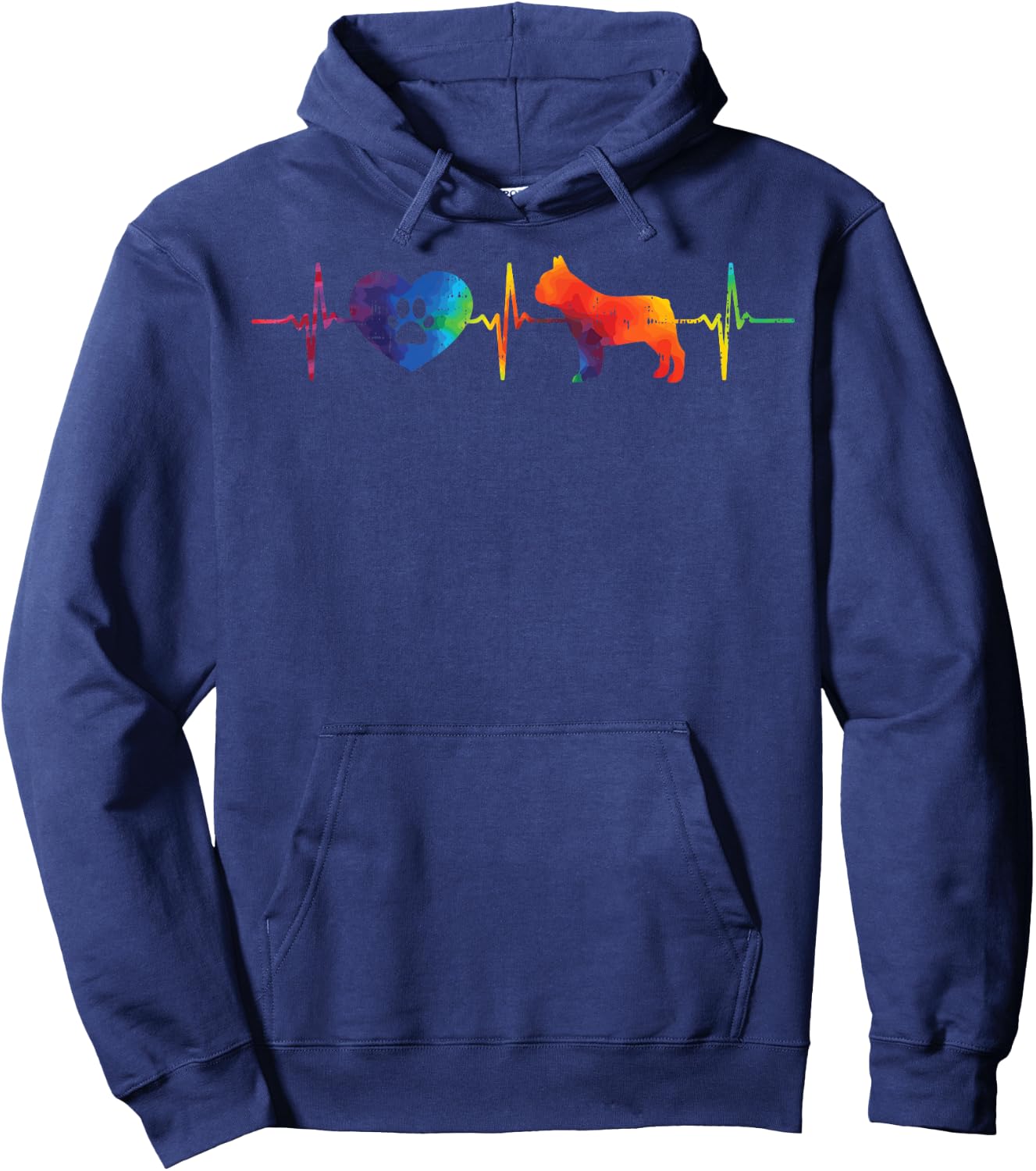 Heartbeat French Bulldog Tie Dye Frenchie Hippie Dog Gift Hoodie - Hoodie | Navy
