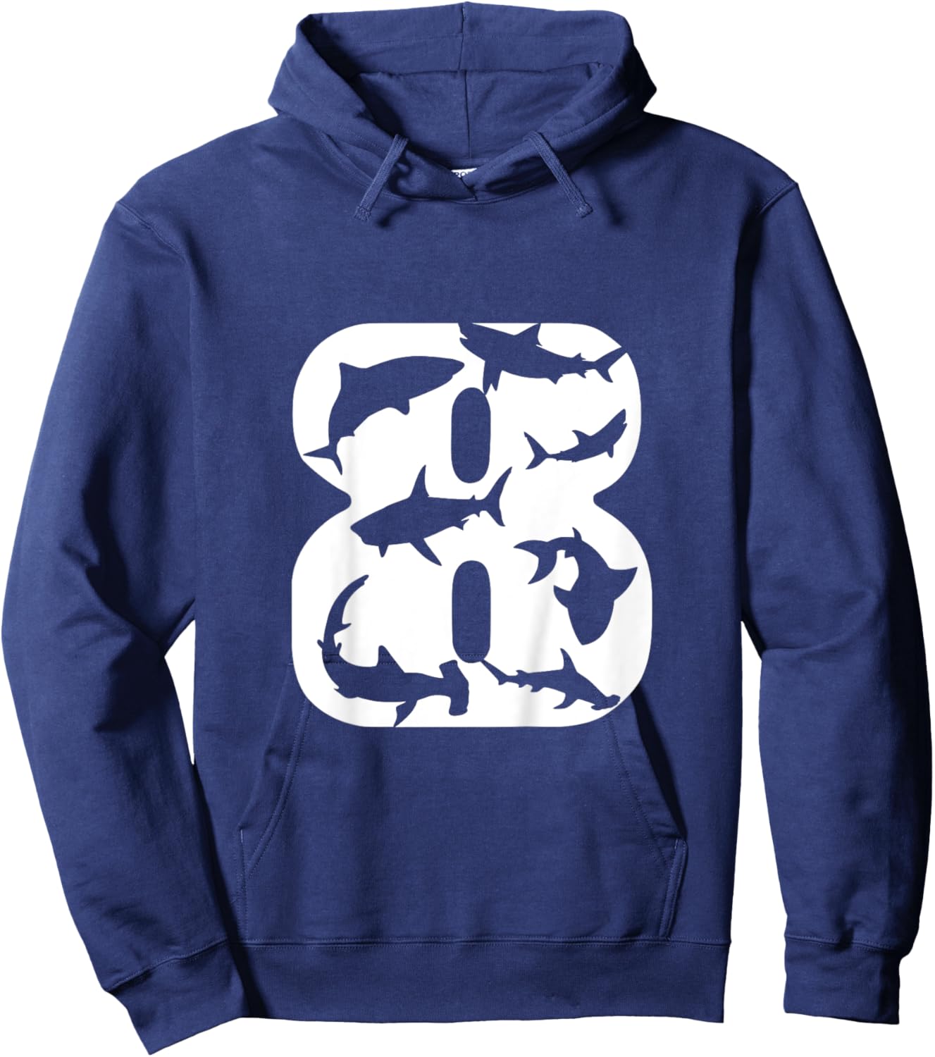 Shark 8th Birthday Under Sea 8 Year Old Birthday Party Theme Hoodie - Hoodie | Navy