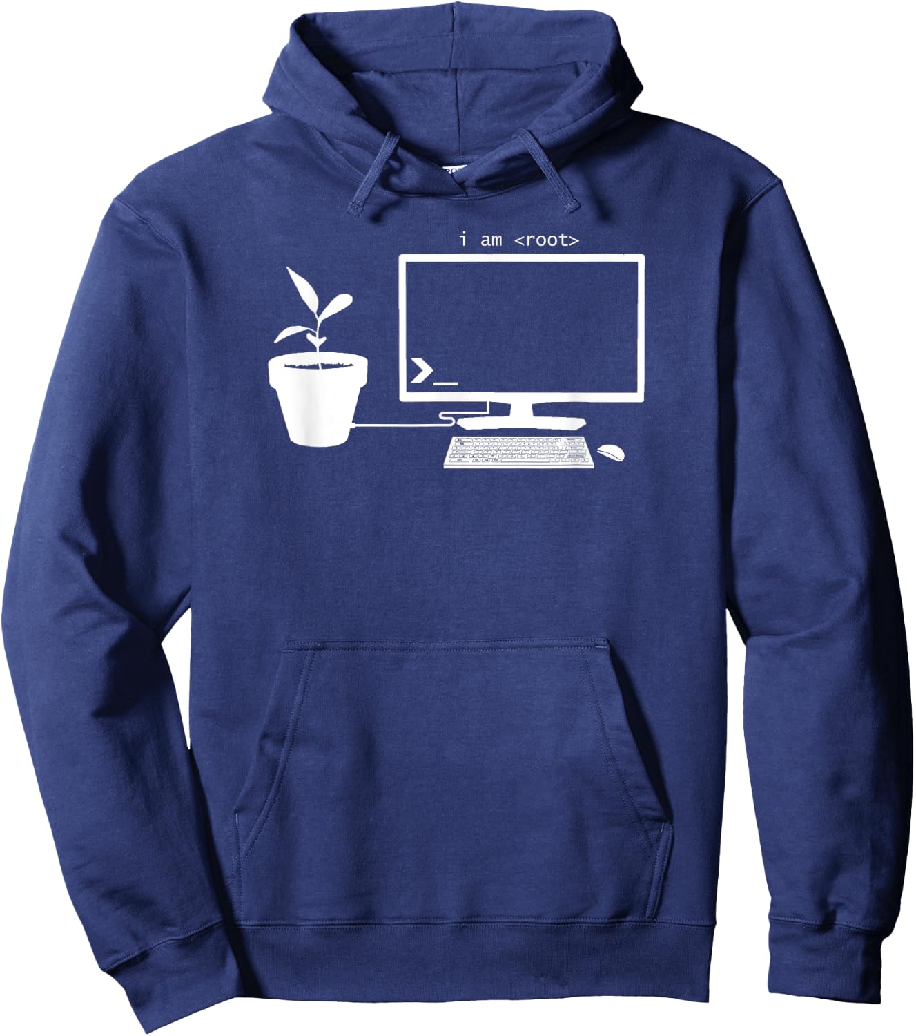 I Am Root Nerdy Geeky PC Computer & Plant Gardening Graphic Hoodie - Hoodie | Navy