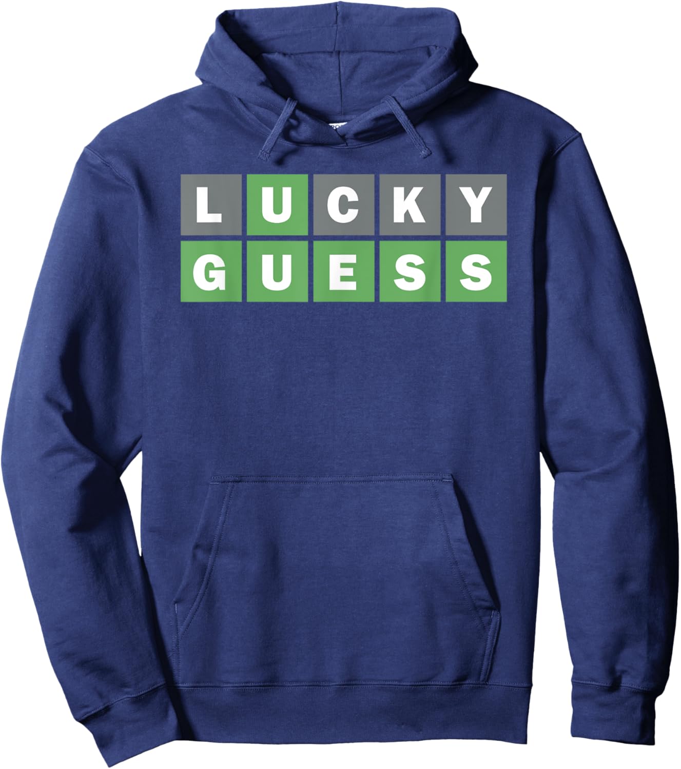 Lucky Guess, Five-Letter Word Guessing Game, Fun Word Puzzle Hoodie - Hoodie | Navy