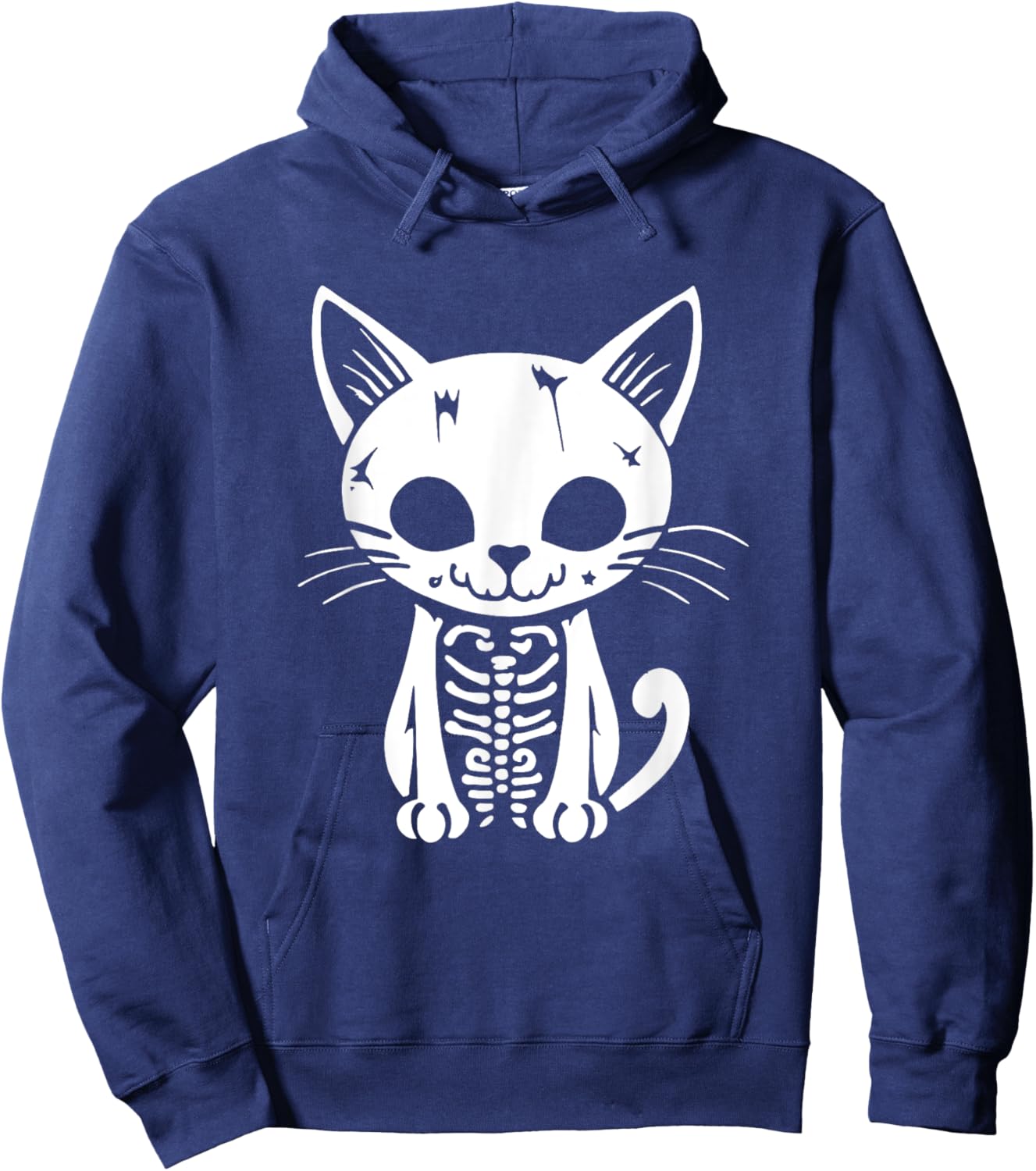 Funny Halloween Skeleton Cat Kitty Costume Skull Cat Women Kids Hoodie - Hoodie | Navy