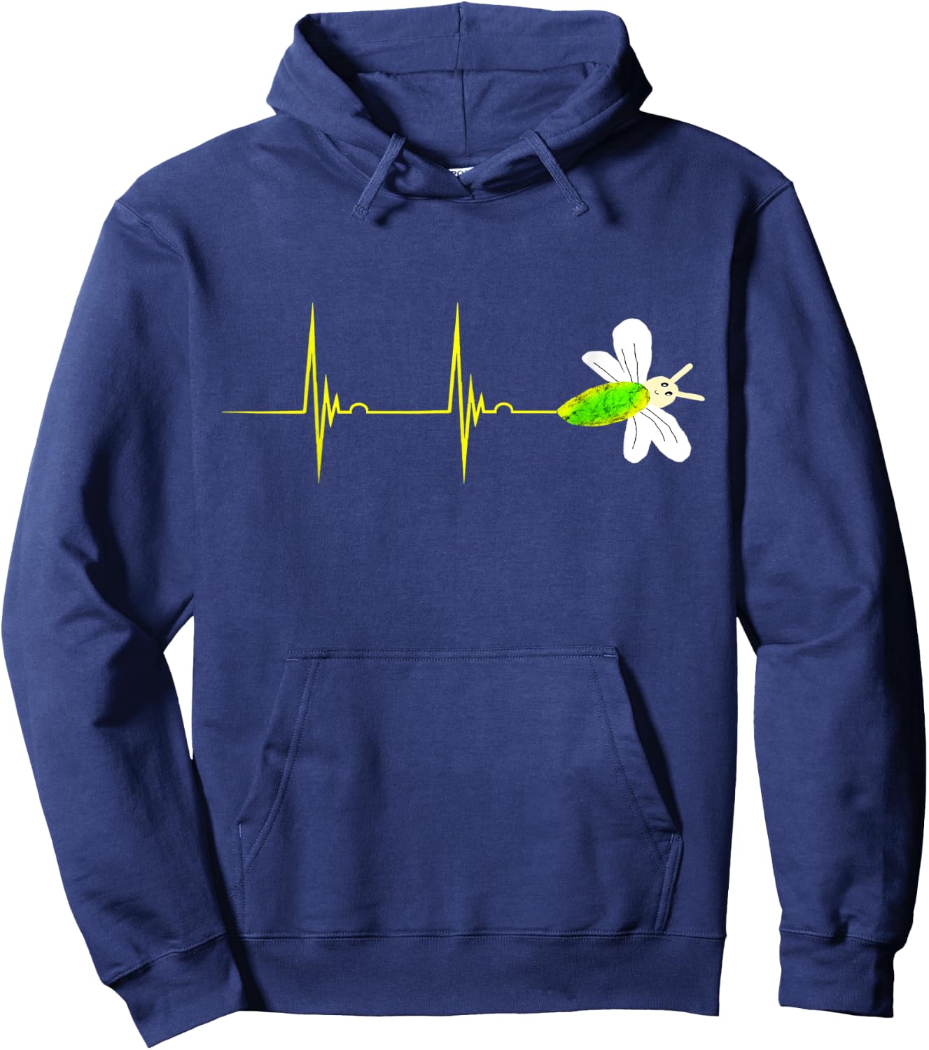 Firefly Heartbeat EKG Pulseline Insect Bug Lightning Hoodie - Hoodie | Navy