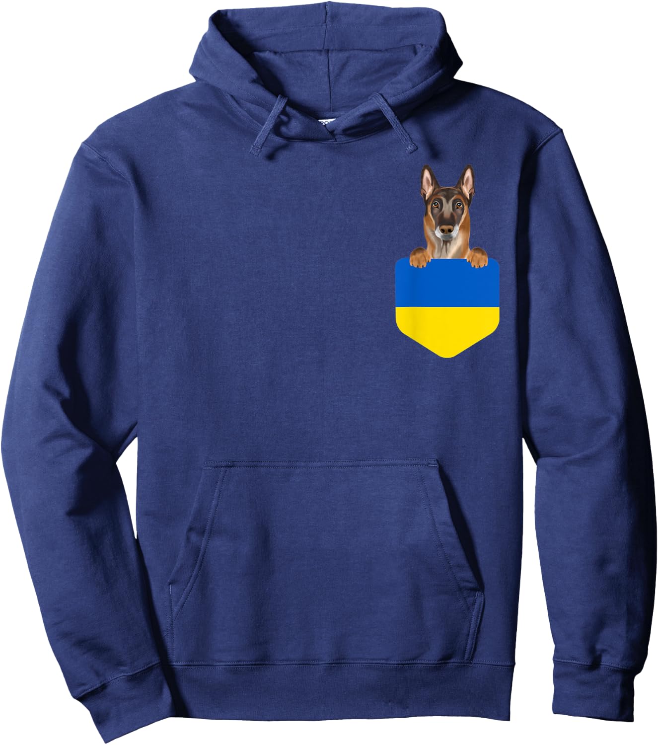 Ukraine Flag Belgian Malinoi Dog In Pocket Hoodie - Hoodie | Navy