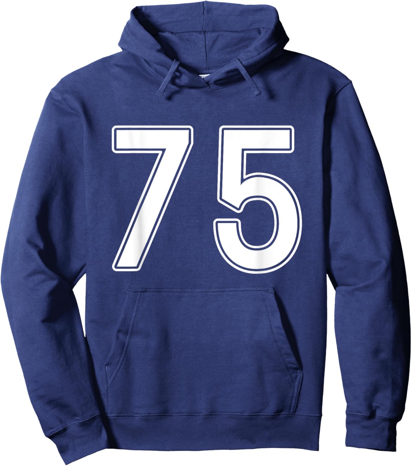 Number #75 White Sports Number Hoodie - Hoodie | Navy