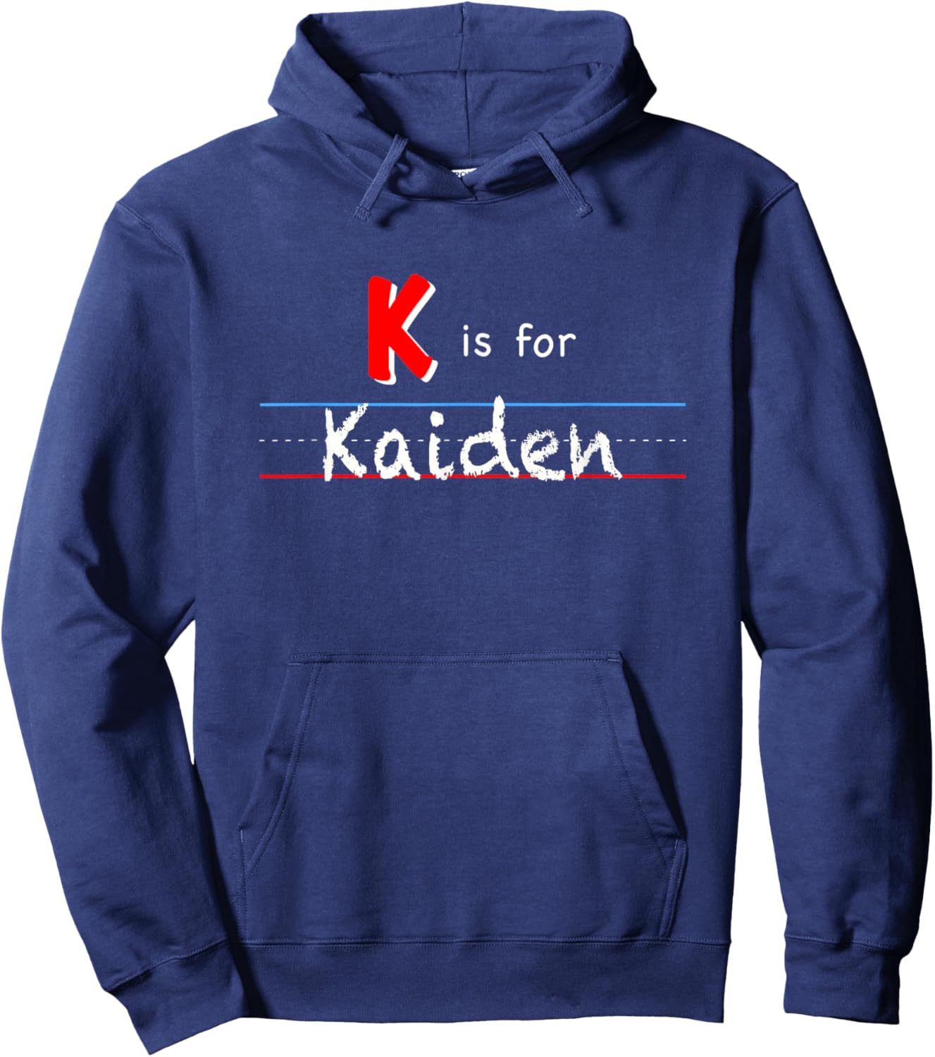 K Is For Kaiden, boys custom personalized name kids school Hoodie - Hoodie | Navy