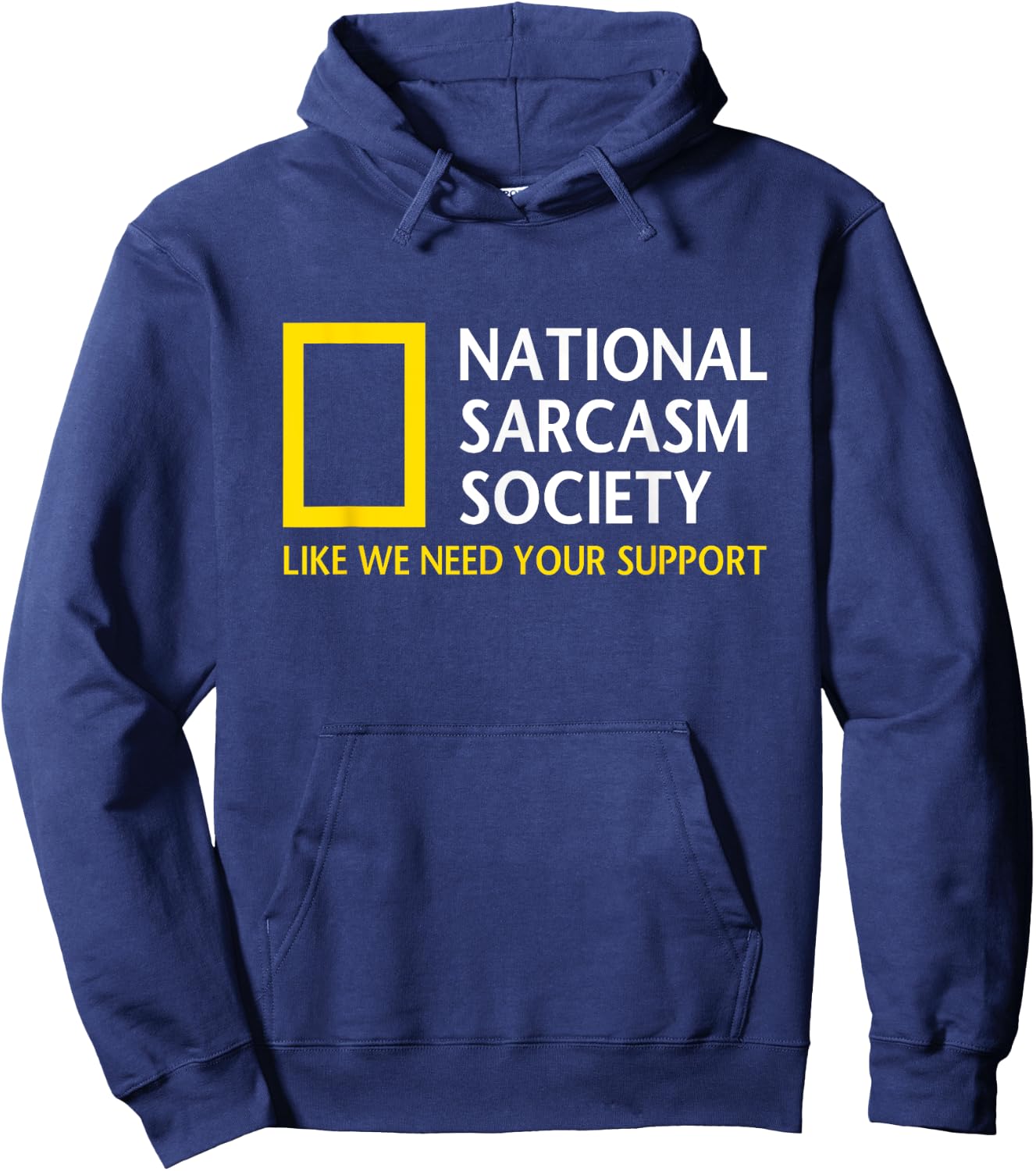 National Sarcasm Society Funny Satirical Parody Designs Short Sleeve Hoodie - Hoodie | Navy