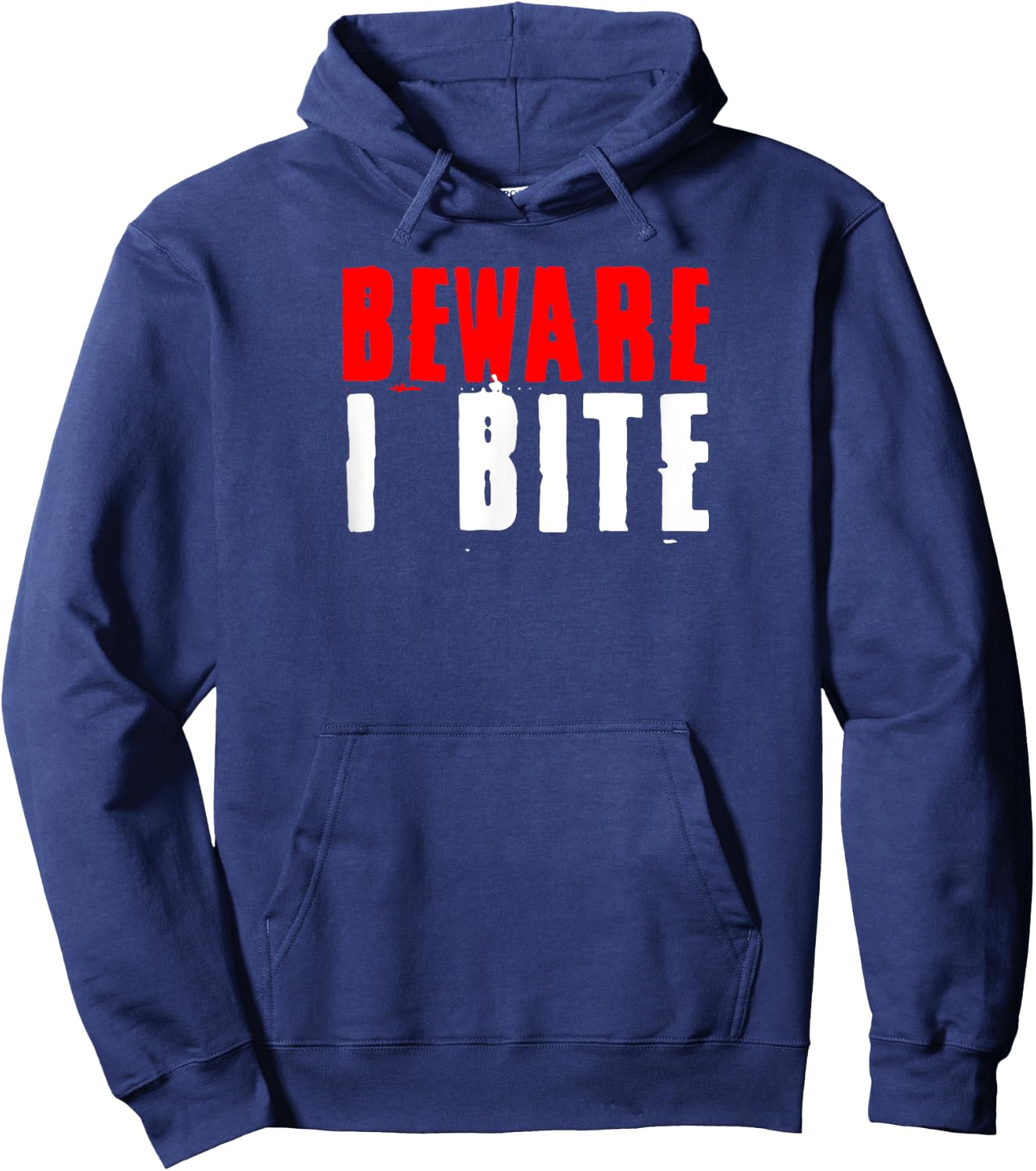 Vampire Warning I Bite Dracula Fan Halloween Costume Party Hoodie - Hoodie | Navy