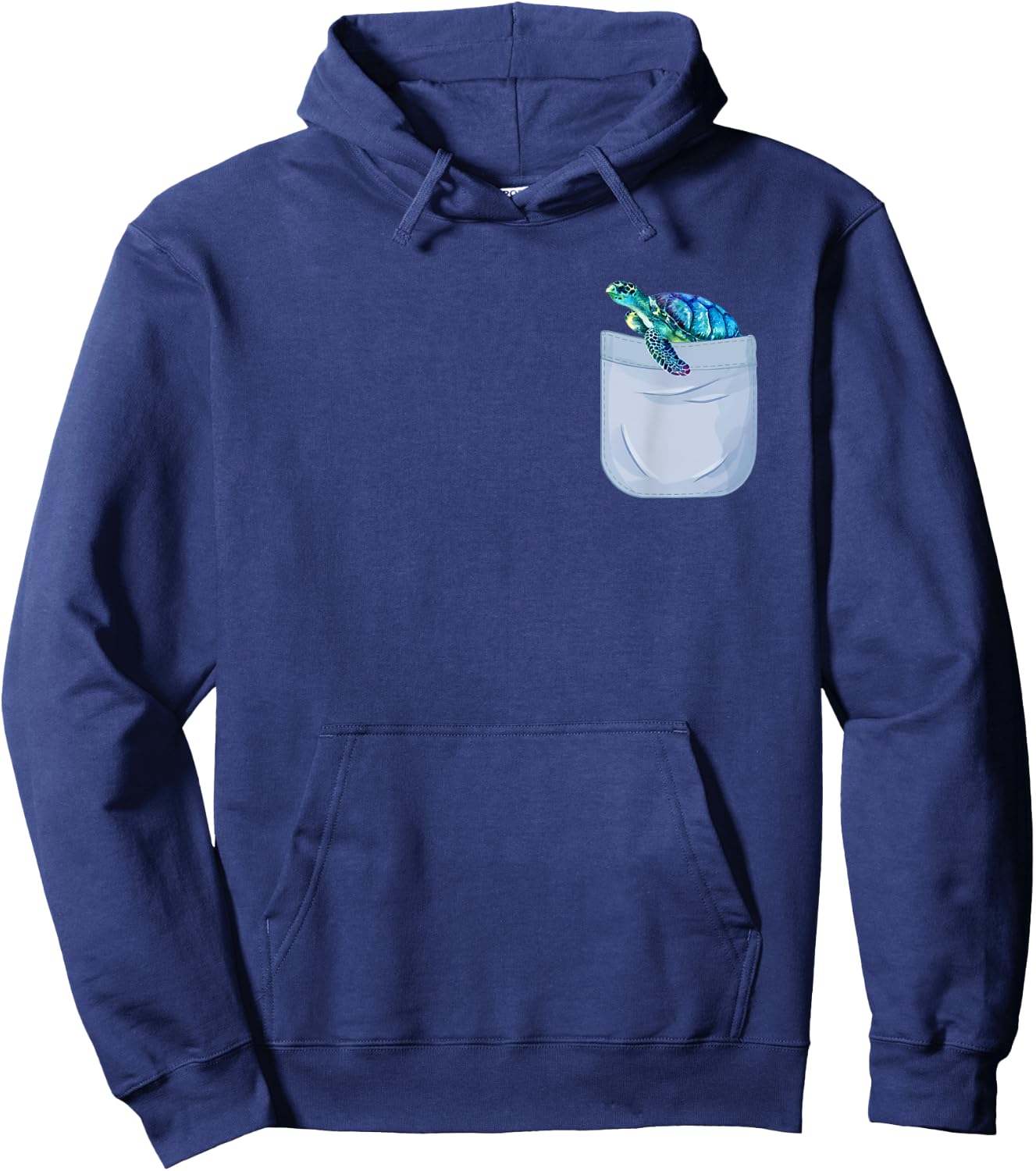 Turtles in pocket Gift Watercolor Sea Ocean Pet Turtles Hoodie - Hoodie | Navy