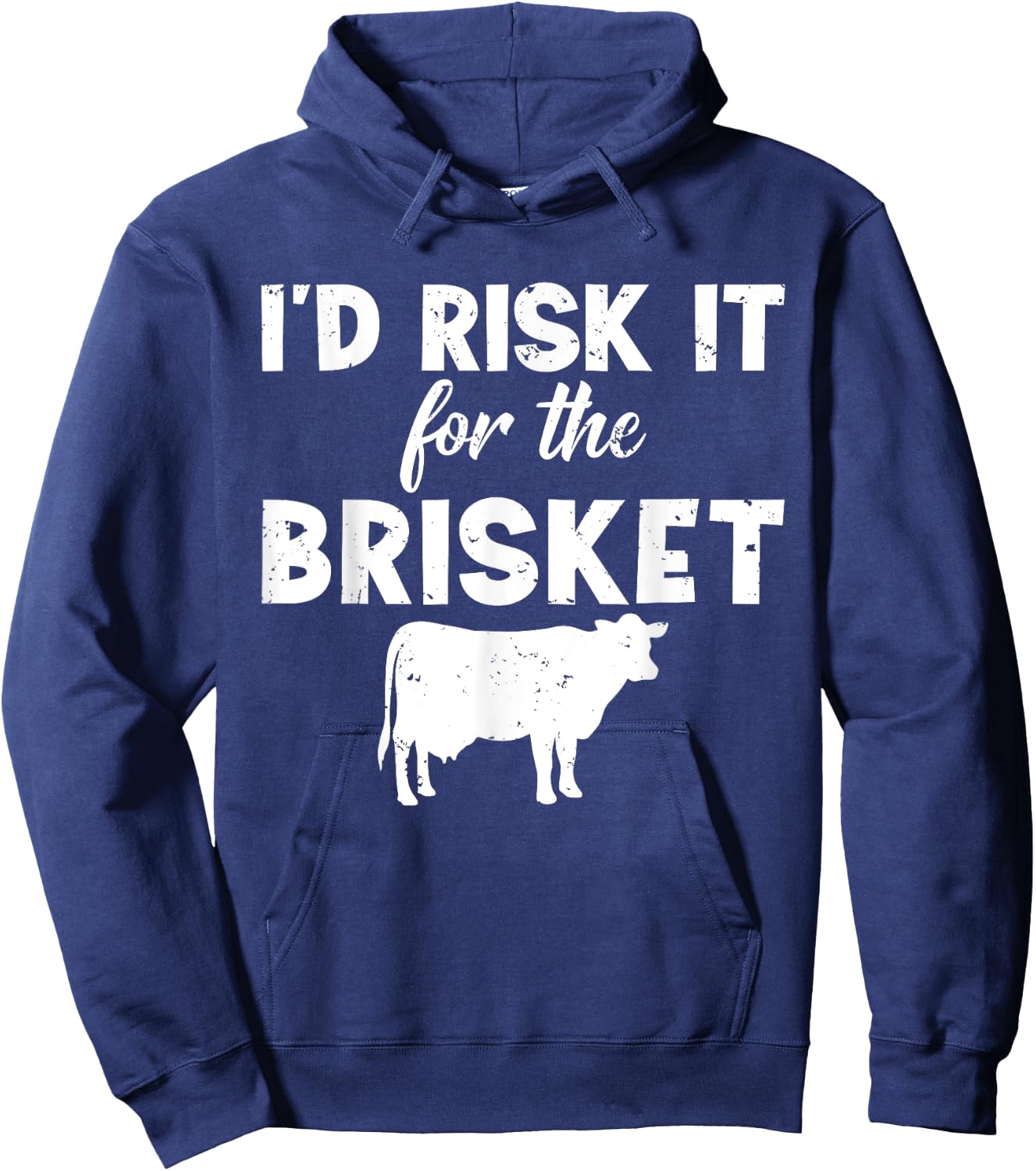 Funny Vintage Smoke Brisket Id Risk it For the Brisket Hoodie - Hoodie | Navy