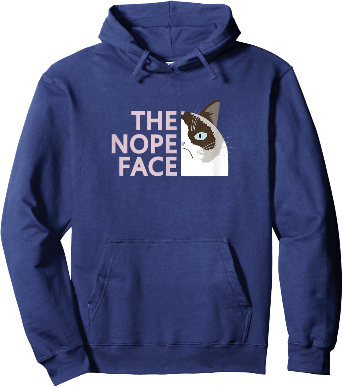Funny Nope Cat Meme,Not Very Amused,Sarcasm Sarcastic Humor Men Women Girls Kids Hoodie - Hoodie | Navy