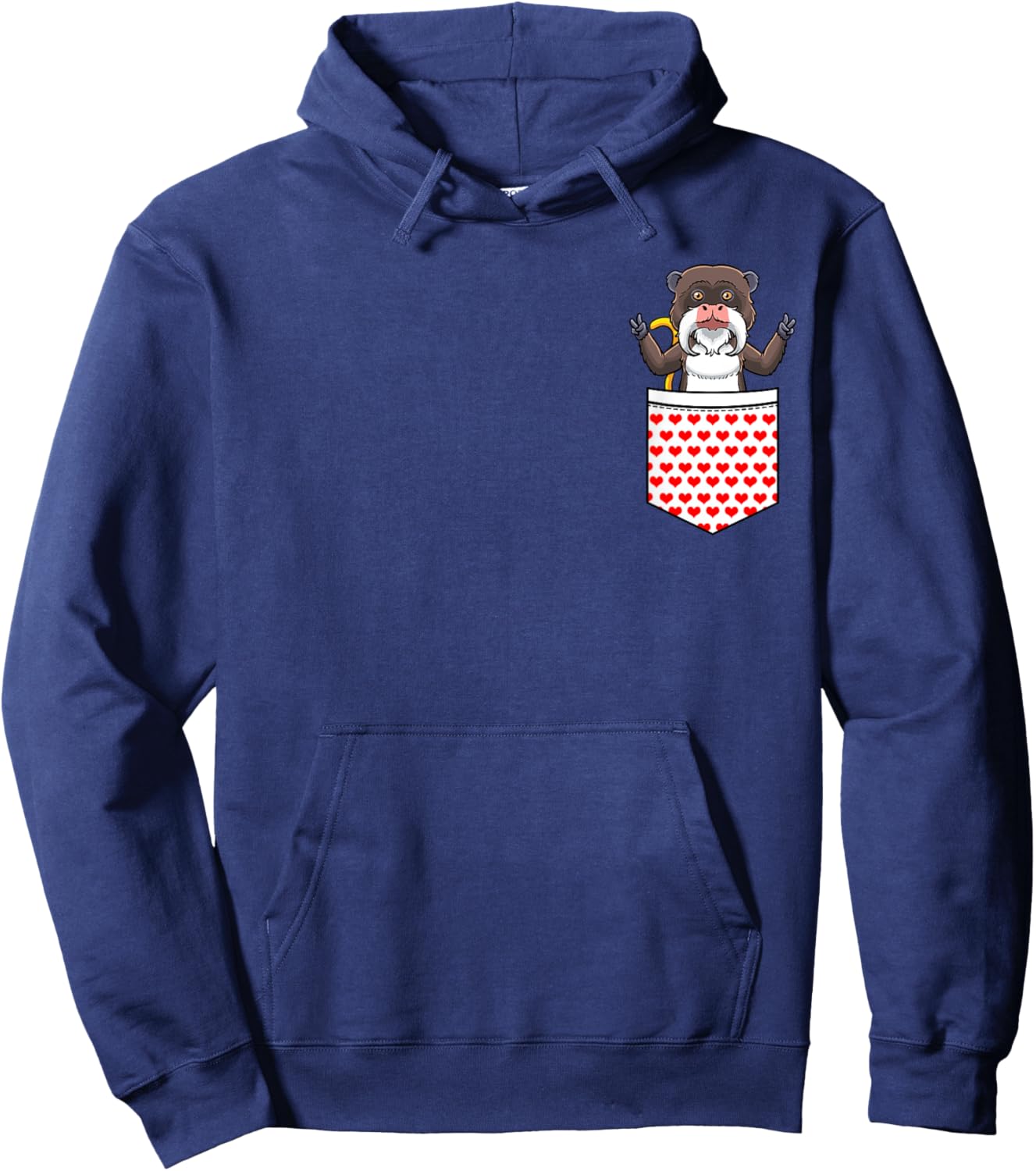 Tamarin Monkey In Pocket Hoodie - Hoodie | Navy
