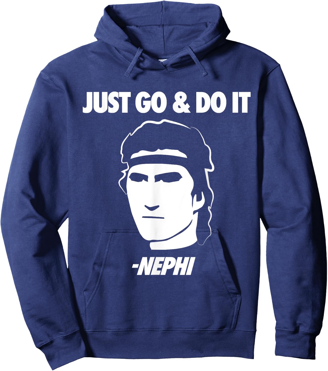 LDS Mormon Apostles General Conference Quotes 'Just Go And Do It' Nephi Funny Mormon LDS Missionary Gift - Black, -Adults, Small, Short Sleeve Hoodie - Hoodie | Navy
