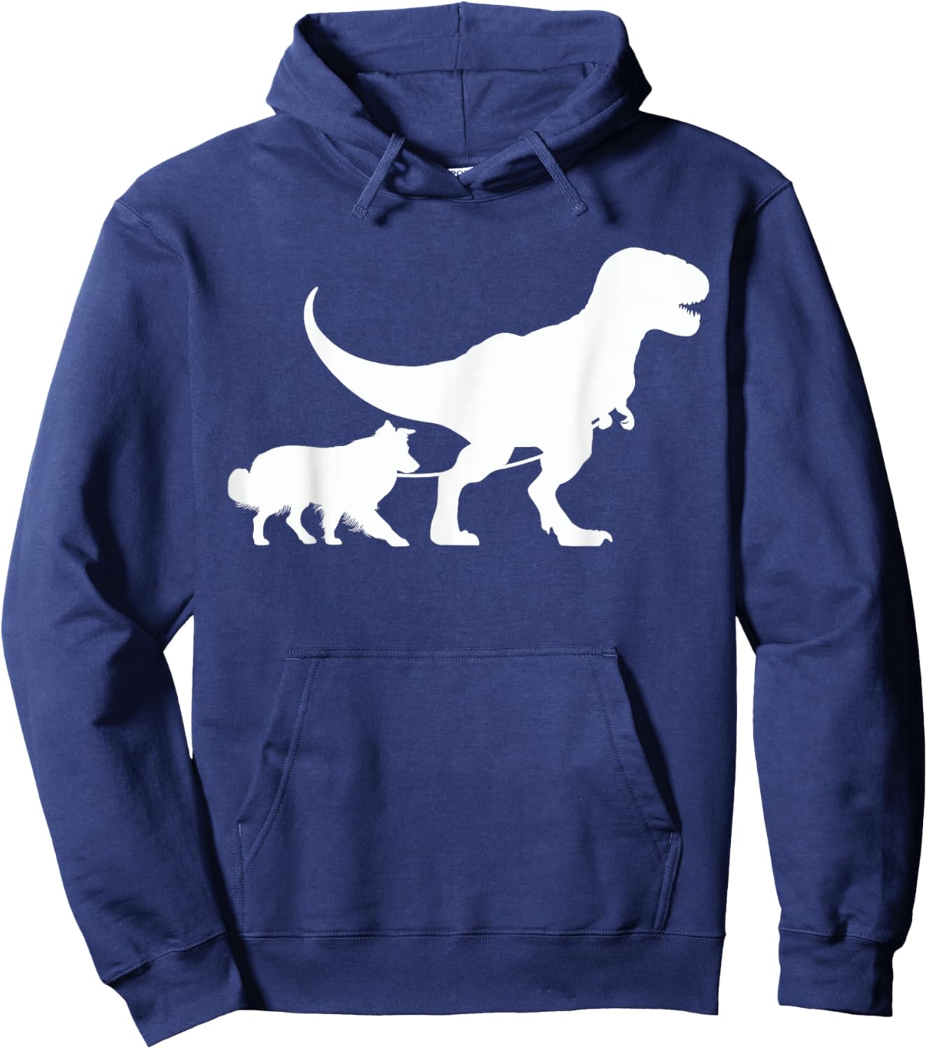 T-Rex Walking a Dog Funny Border Collie Dad Dog Lovers Hoodie - Hoodie | Navy