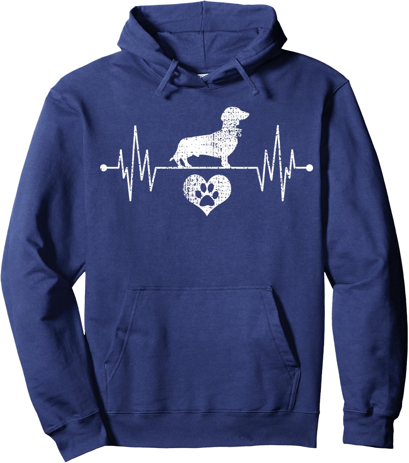 Wiener Dachshund Heartbeat Heartline Paw Heart Lover Hoodie - Hoodie | Navy