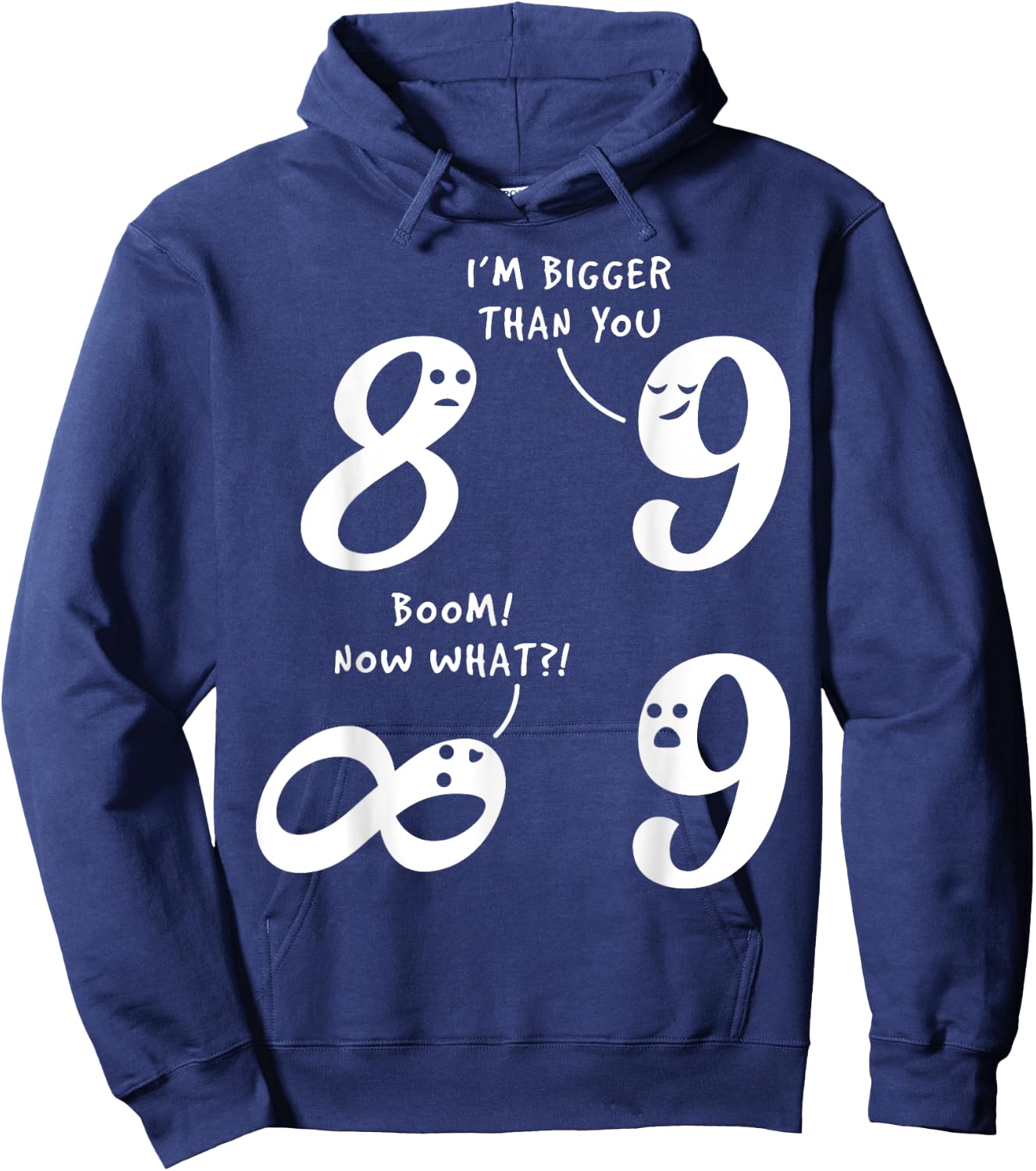 9 Is Bigger Than 8 But Not Infinity Funny Math Lover Joke Hoodie - Hoodie | Navy