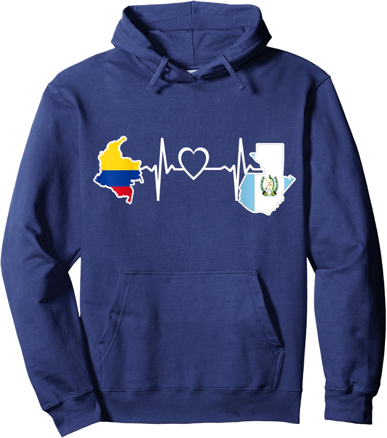 Guatemala Colombia Flag Guatemalan Colombian Heartbeat Hoodie - Hoodie | Navy