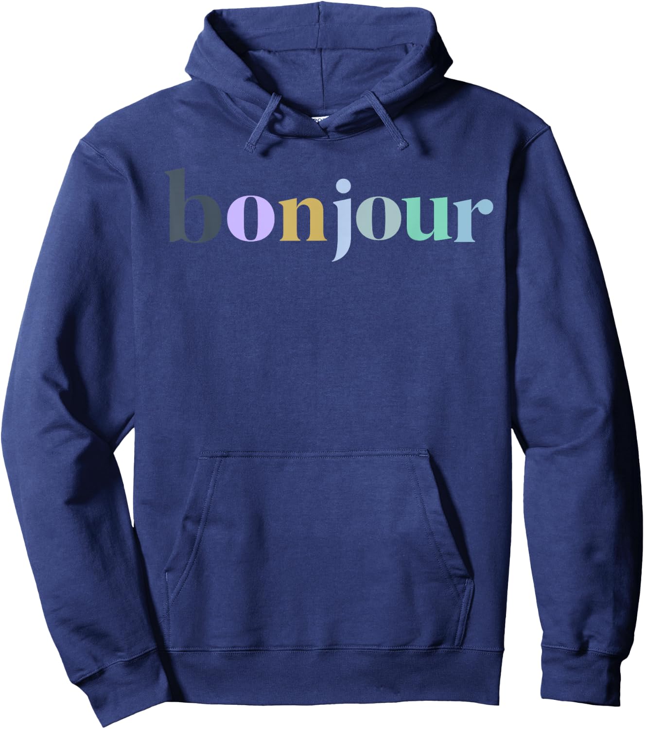 Bonjour French Colorful Happy Happiness Girls Cute Hoodie - Hoodie | Navy