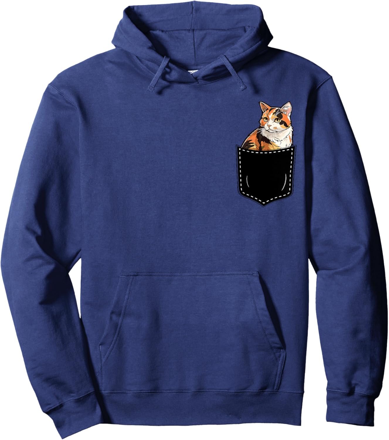 Calico Cat Kitten in Pocket Cute Calico Cat Lovers Women Girls Kids Hoodie - Hoodie | Navy