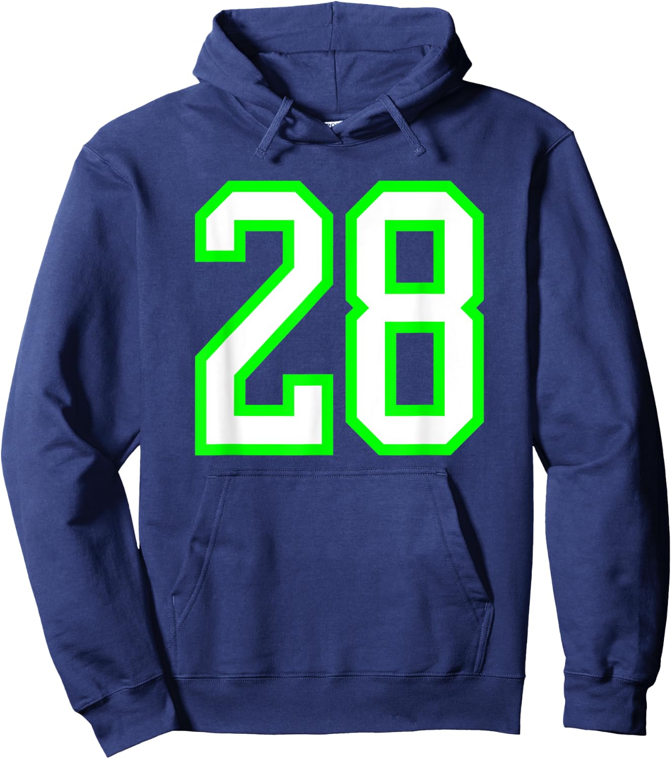 Sports Team Jersey #28 White Lime Jersey Number 28 Hoodie - Hoodie | Navy