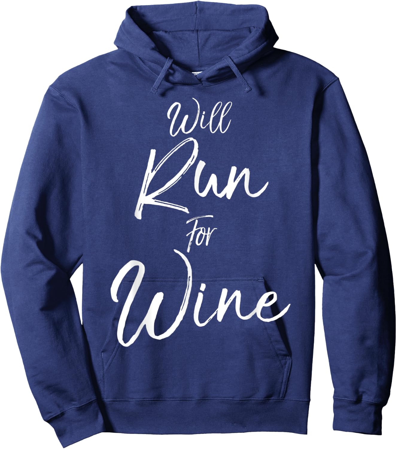 Funny Runner Gift Running Joke Saying Cute Will Run for Wine Hoodie - Hoodie | Navy