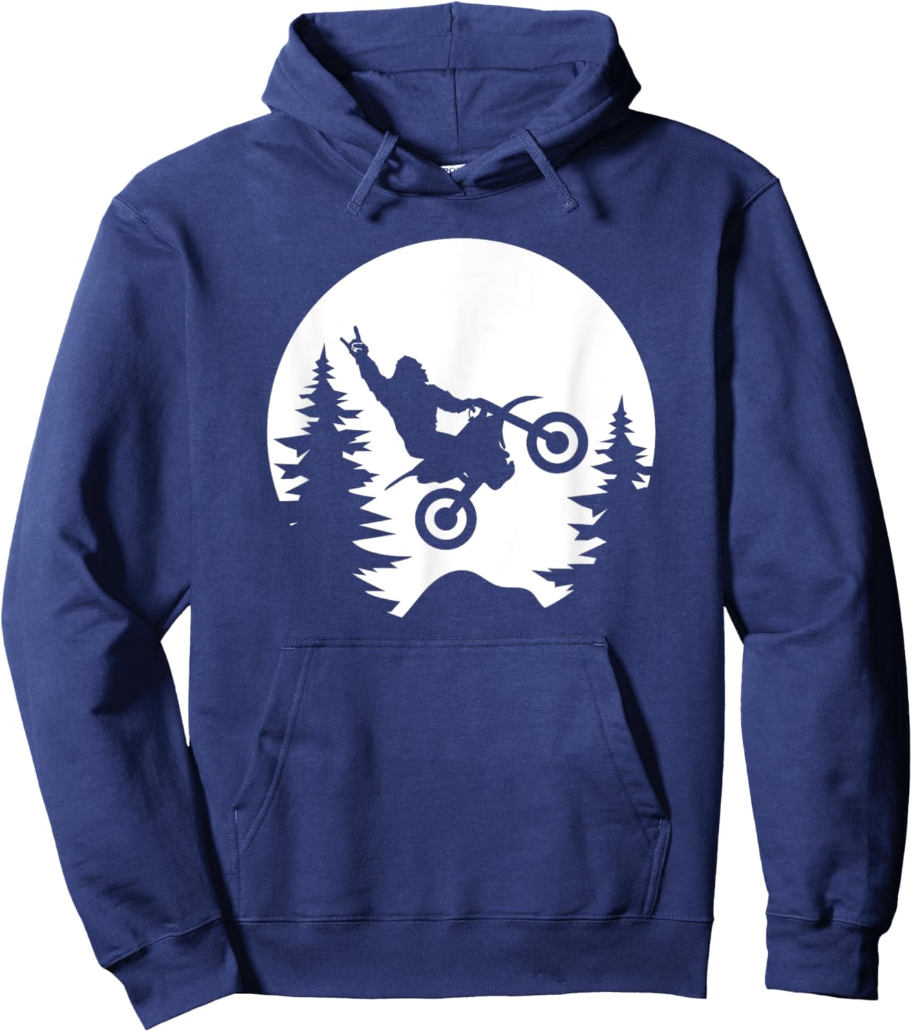 Funny Bigfoot Sasquatch Dirt Bike Hoodie - Hoodie | Navy
