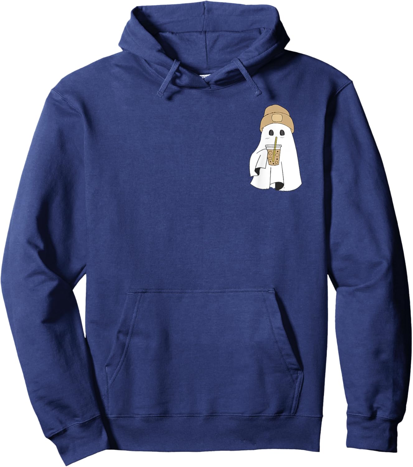 Spooky Season Cute Retro Ghost Ice Coffee Halloween Costume Hoodie - Hoodie | Navy