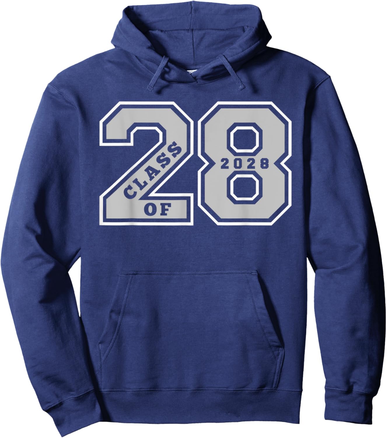 Class of 2028 - Gray Letterman Style Class of 28 Swag Gift 1 Hoodie - Hoodie | Navy