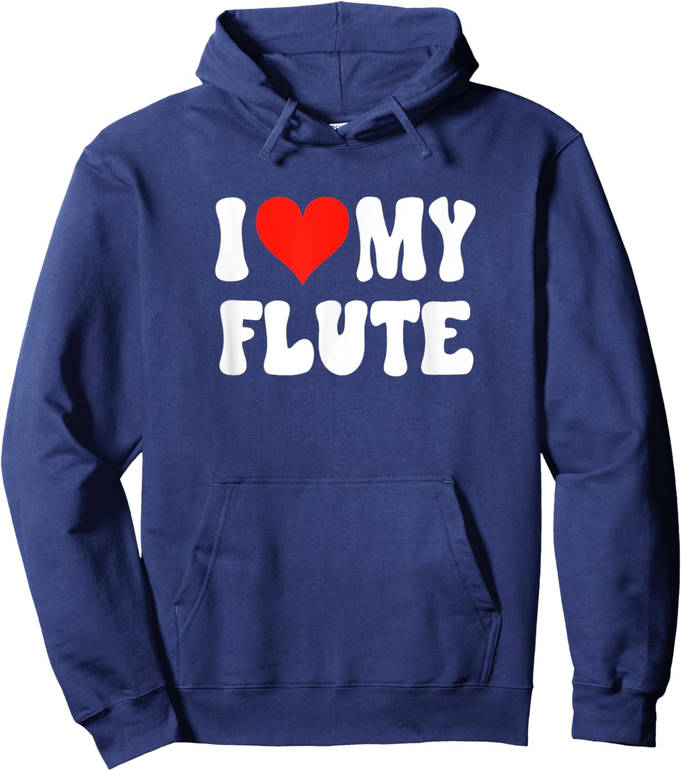 I Love My Flute - Heart Cute Funny Marching Band Flutist Hoodie - Hoodie | Navy