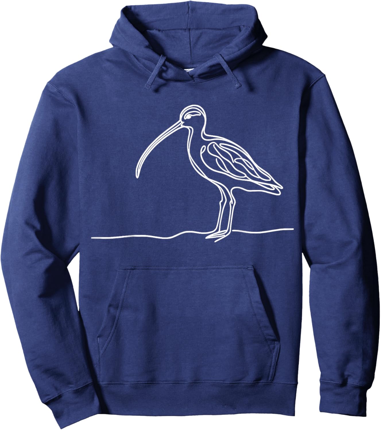Line Art Bird & Ornithologist Long-Billed Curlew Hoodie - Hoodie | Navy