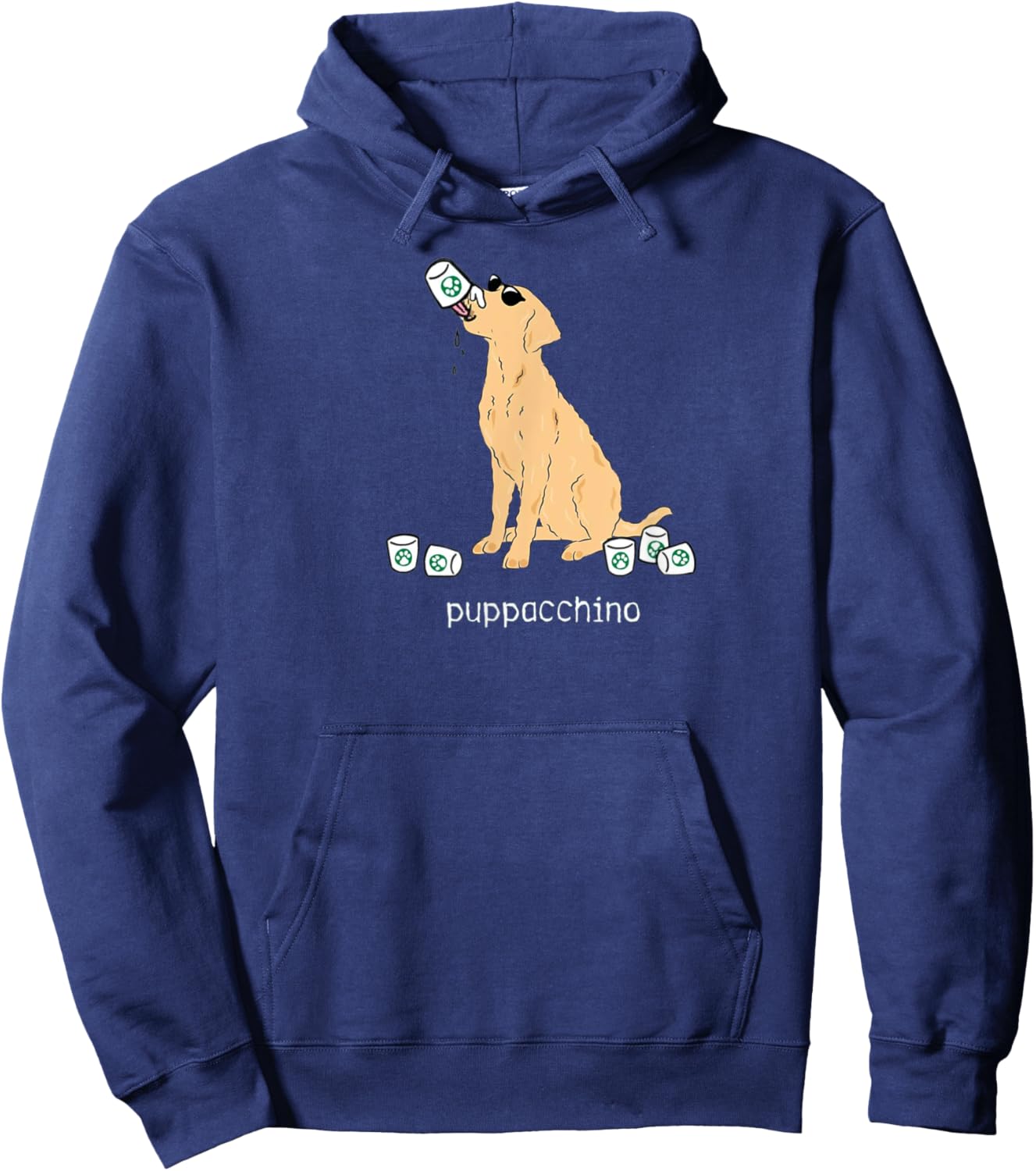 Puppachino Funny Cute Dog Pup Cup Pun Pet Owners Dog Love Men Women Kids Hoodie - Hoodie | Navy