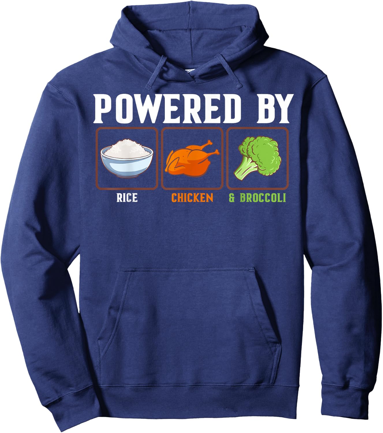 Powered By Rice Chicken And Broccoli Funny New Year Diet Hoodie - Hoodie | Navy