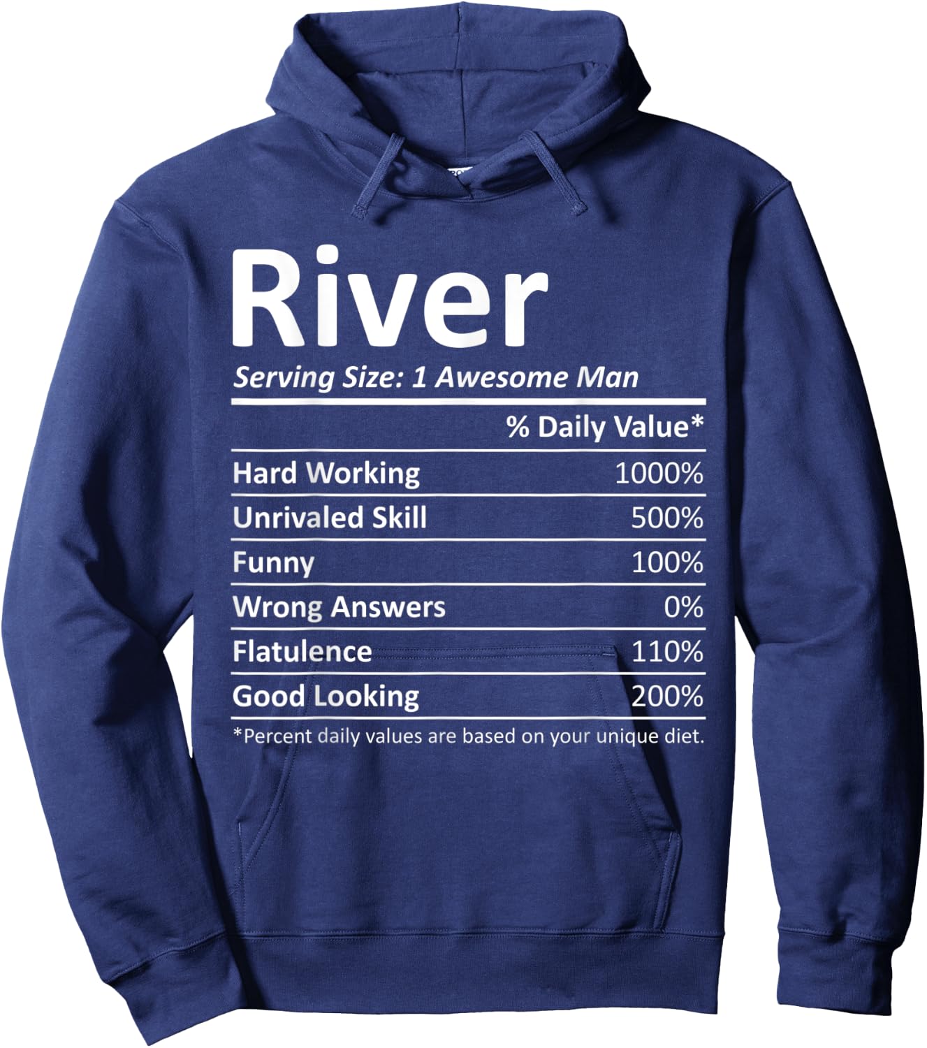 RIVER Nutrition Funny Birthday Personalized Name Gift Hoodie - Hoodie | Navy