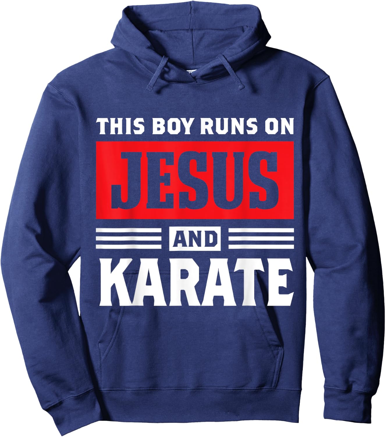 This Boy Runs On Jesus And Karate Christian Gift Hoodie - Hoodie | Navy