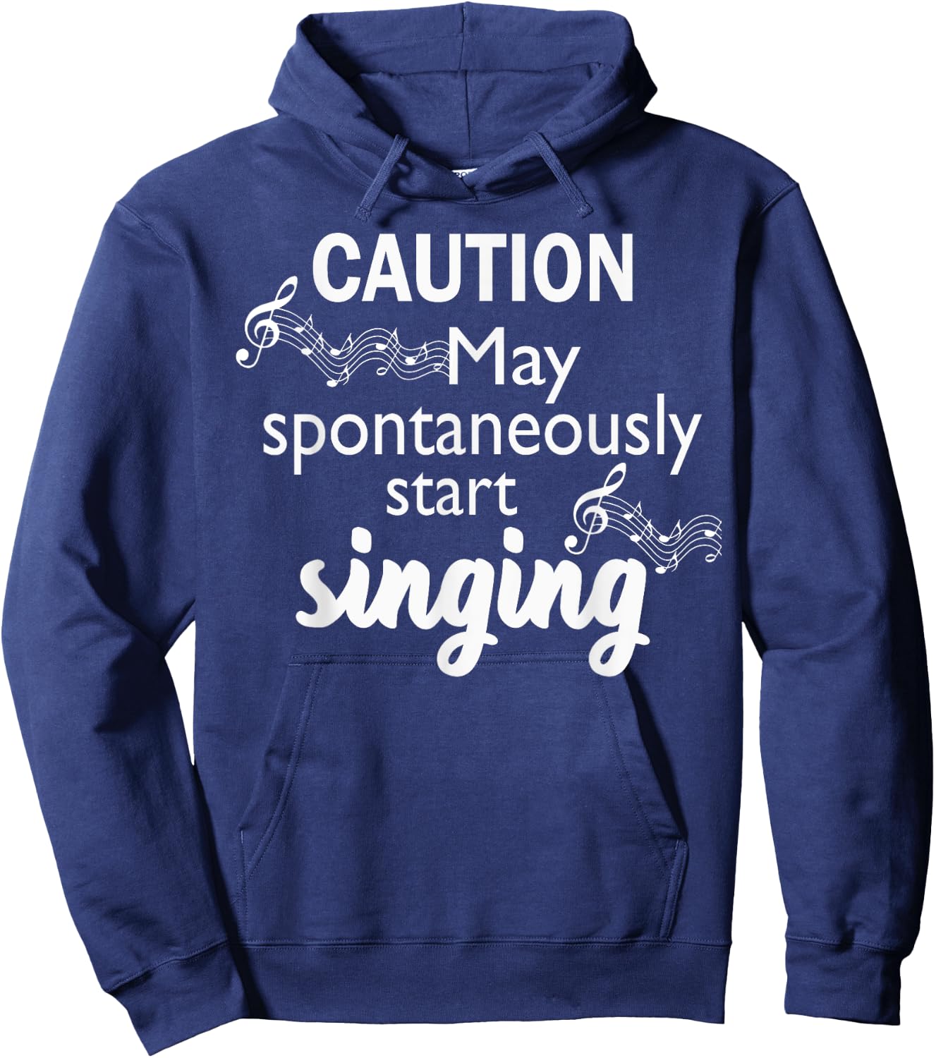 Singing Music Lover T Shirt Gift - Caution May Start Singing Hoodie - Hoodie | Navy