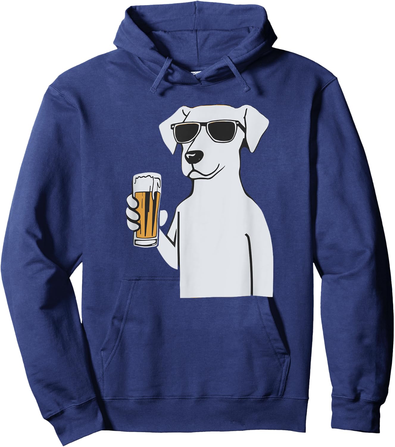 Cool Dog Sunglasses Drinking Beer Dogs Men Women Hoodie - Hoodie | Navy