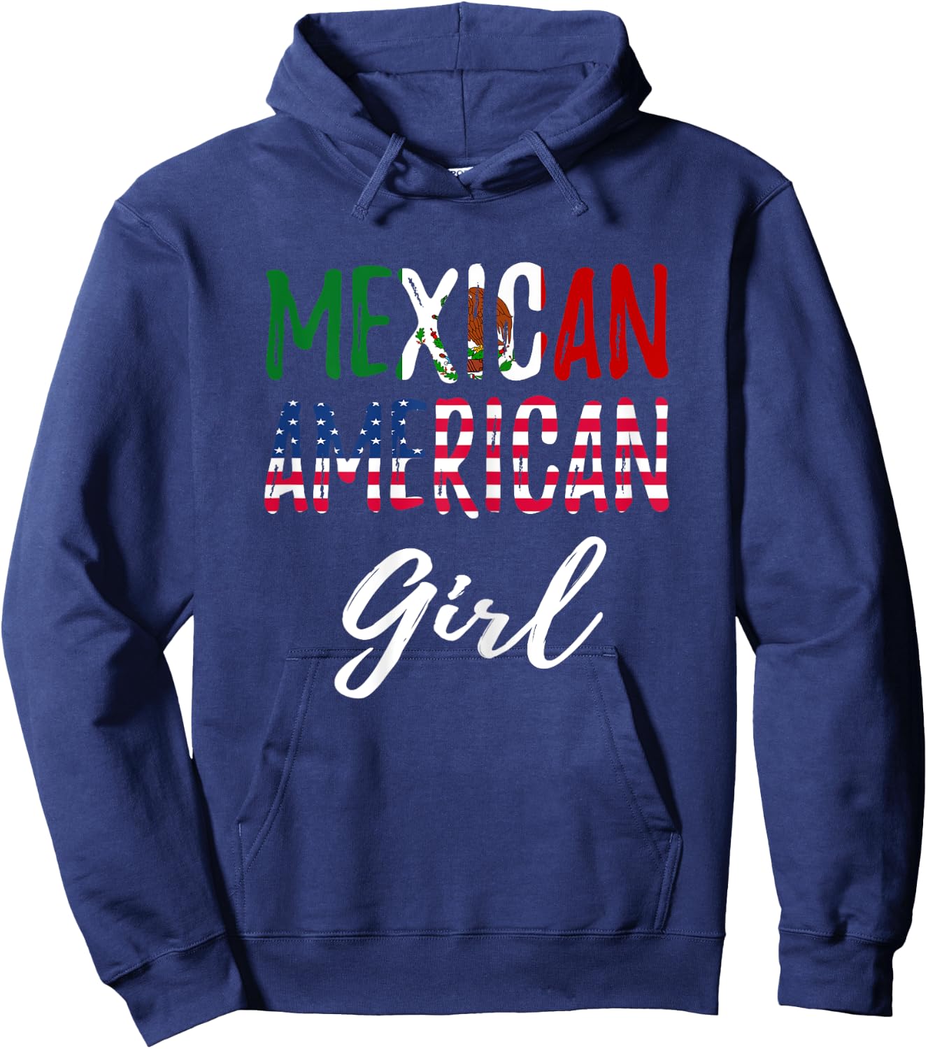 Mexican American Girl Pride Mexican American Flag Hoodie - Hoodie | Navy