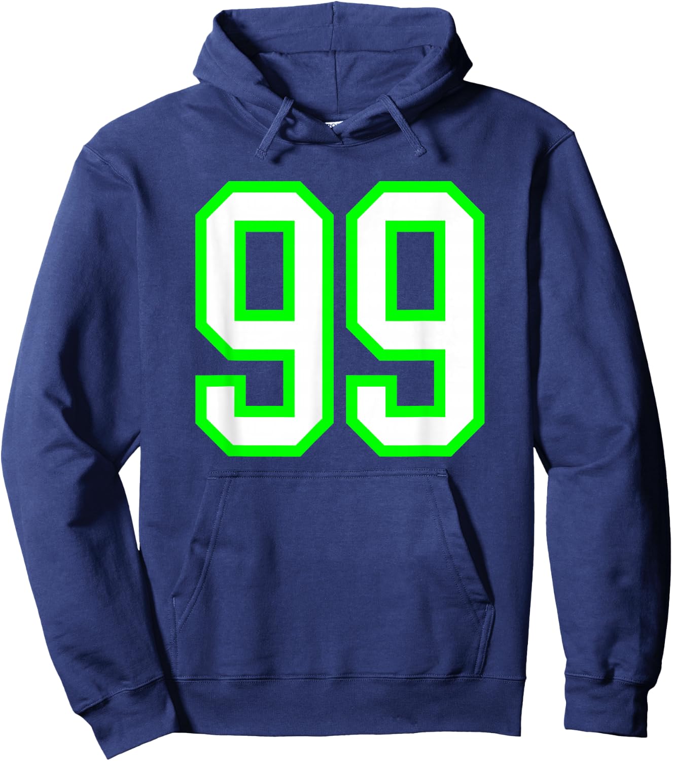 White Lime Sports Team Number #99 Hoodie - Hoodie | Navy