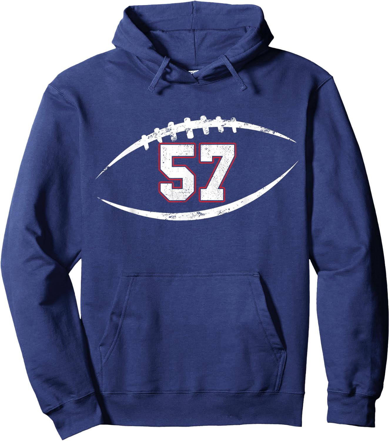 57 Number Vintage Football Player 57 Lucky Number Birthday Hoodie - Hoodie | Navy