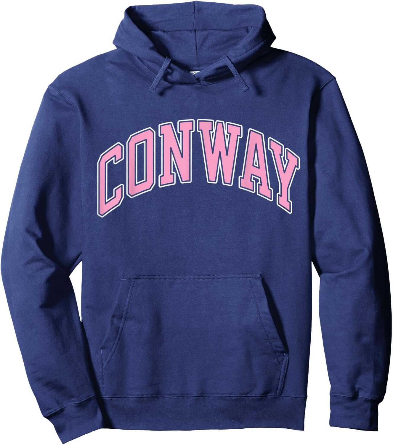 Conway Arkansas AR Varsity Style Pink Text Hoodie - Hoodie | Navy