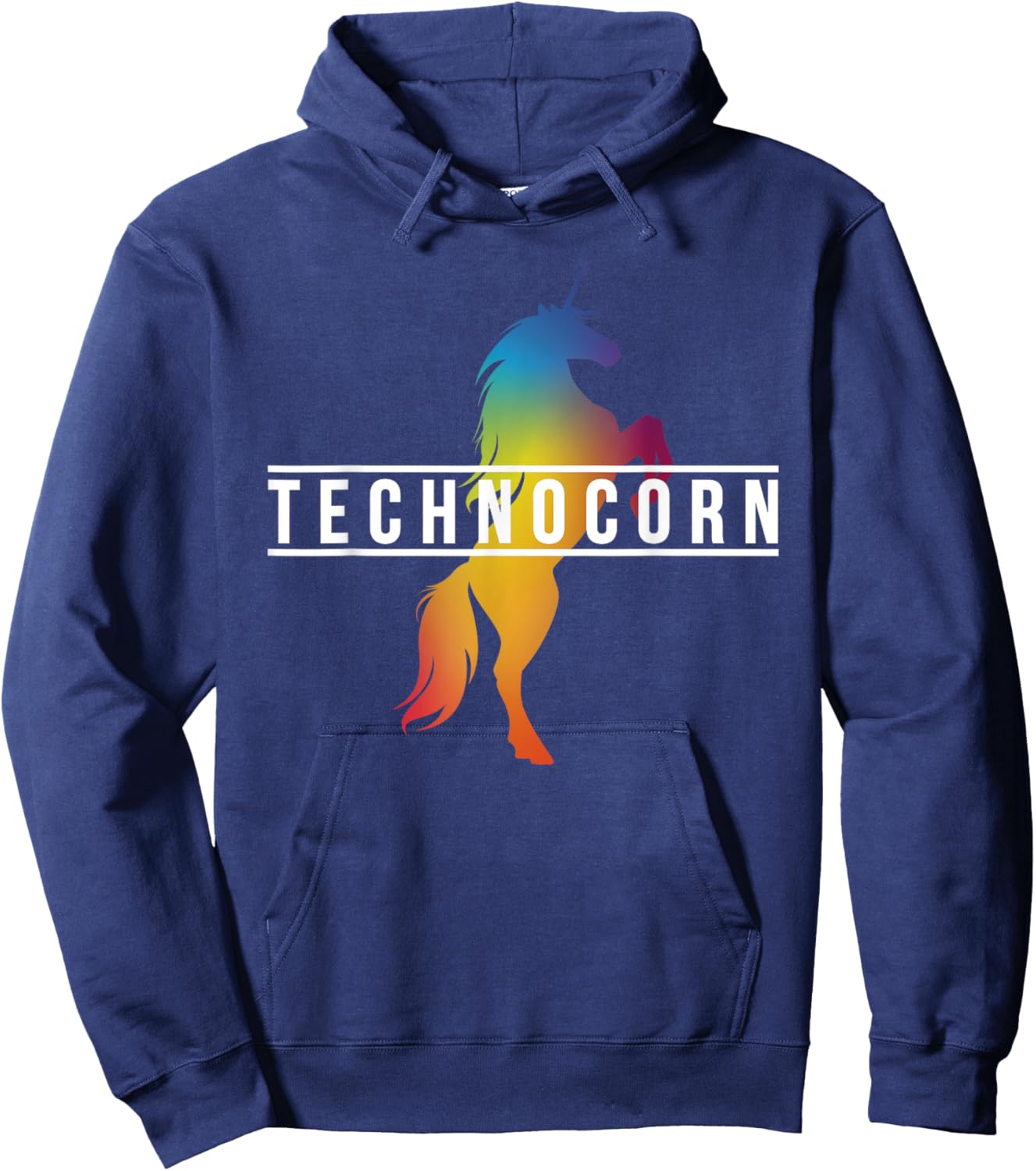 Dj I Technocorn I Techno Raver Music Festival Unicorn Hoodie - Hoodie | Navy