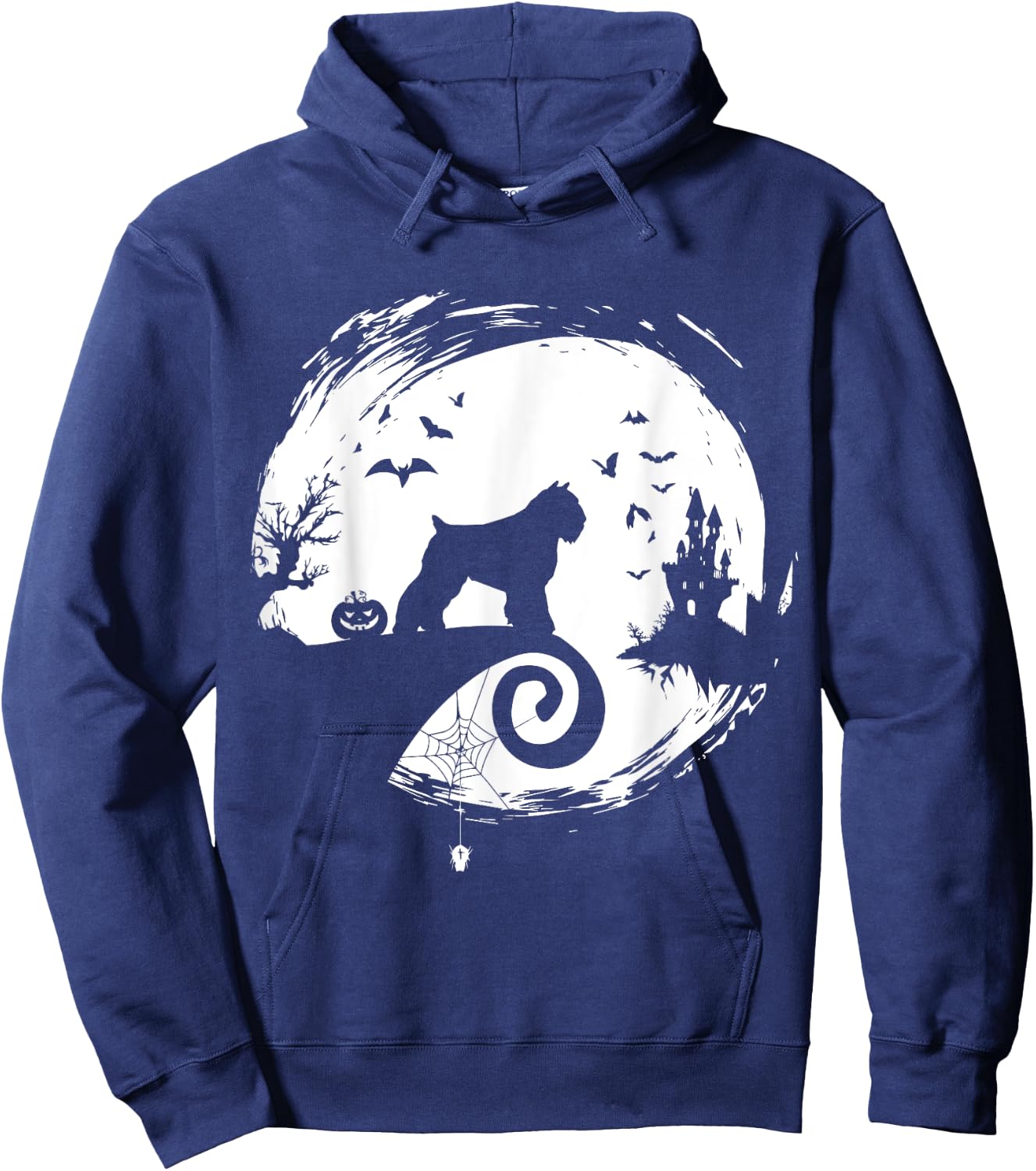 Bouvier des Flandres Halloween Costume Moon Silhouette Hoodie - Hoodie | Navy