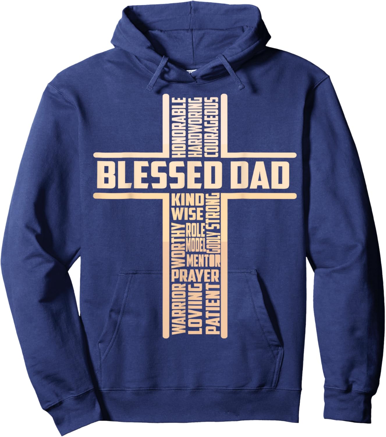 Blessed Dad Fathers Day Cross Christian Papa Hoodie - Hoodie | Navy